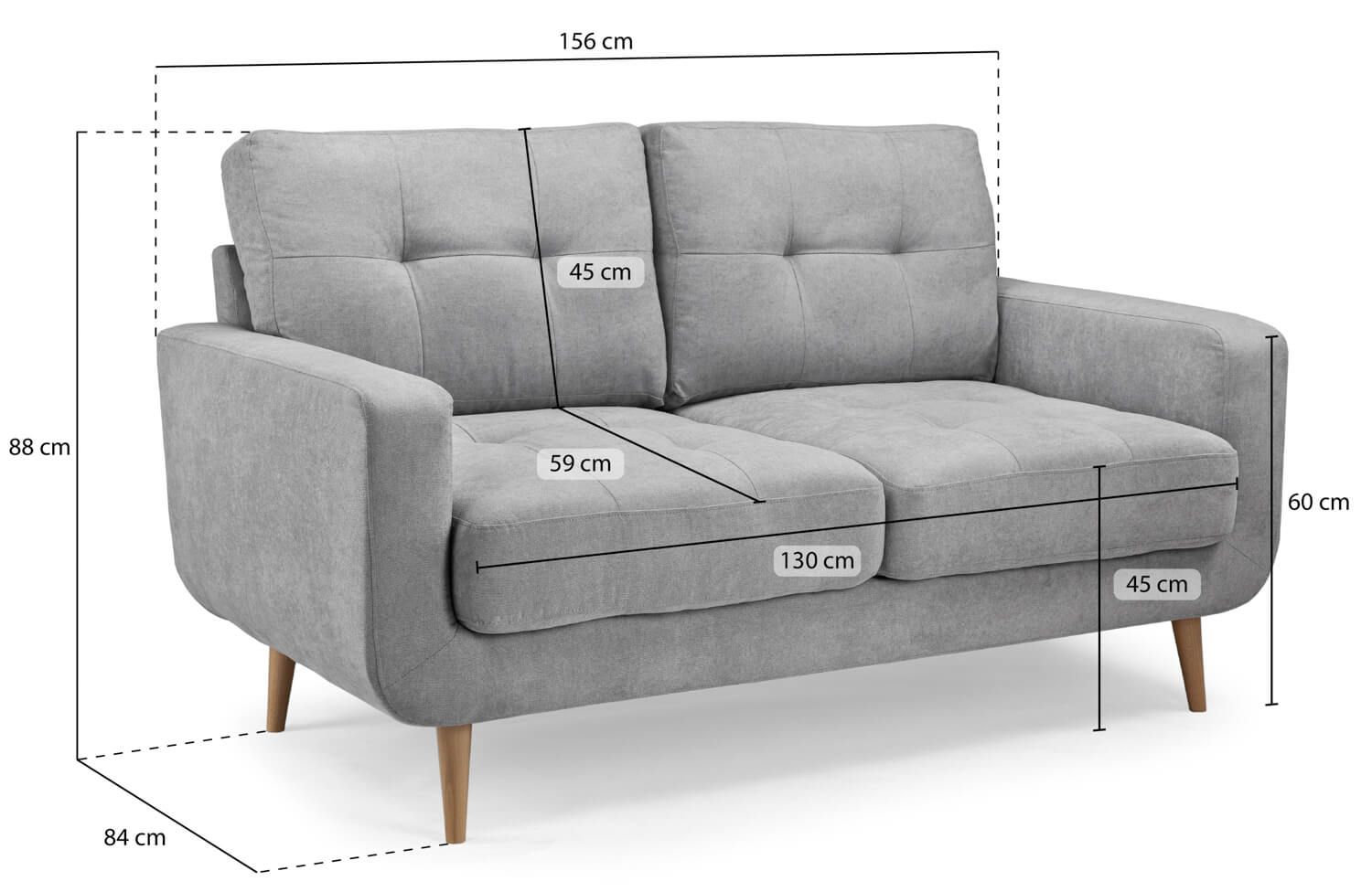 Alara Grey 2 Seater Sofa