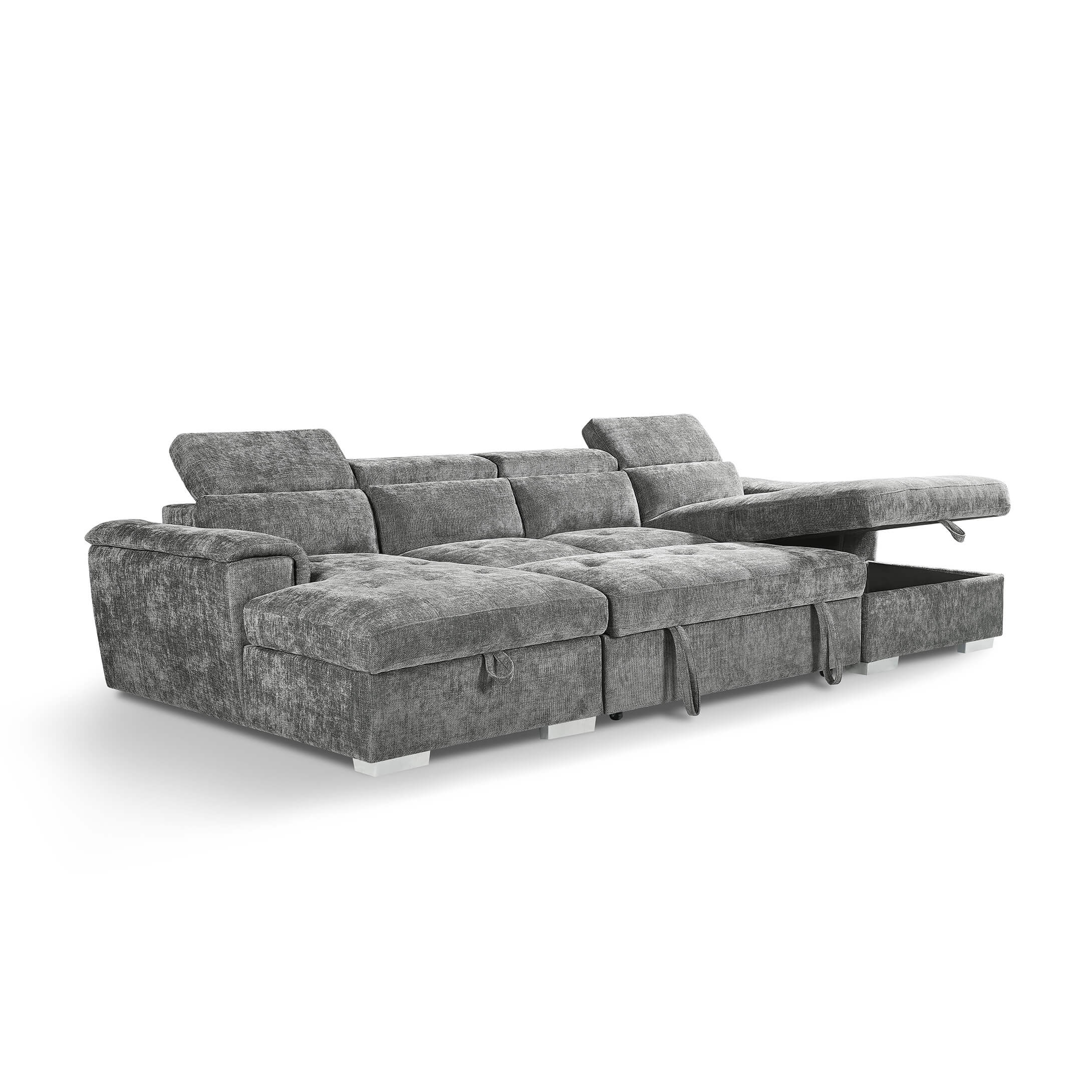 Alaya Grey U Shape Corner Sofa Bed