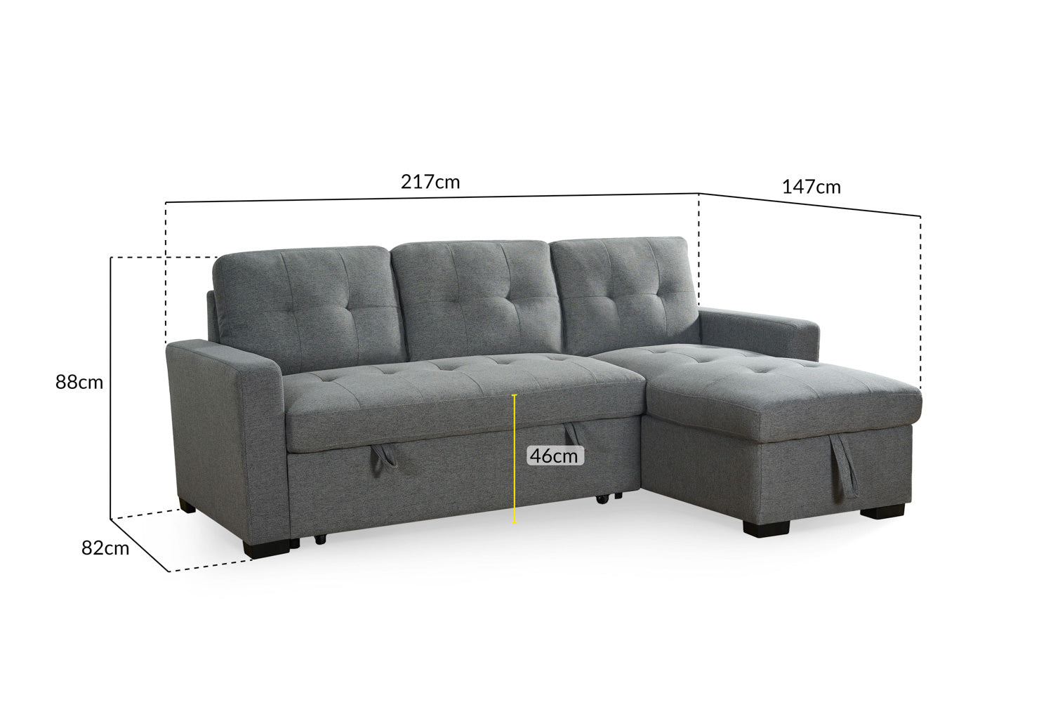 Alven Grey Corner Sofa Bed