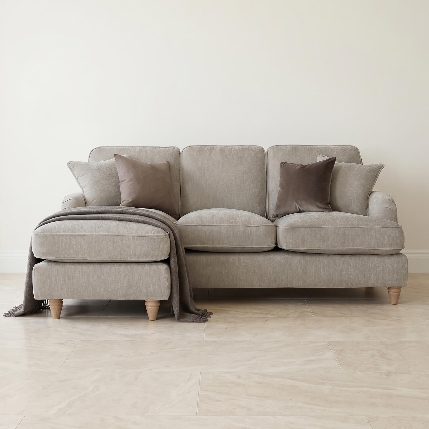 Anika Beige Left Chaise Corner Sofa