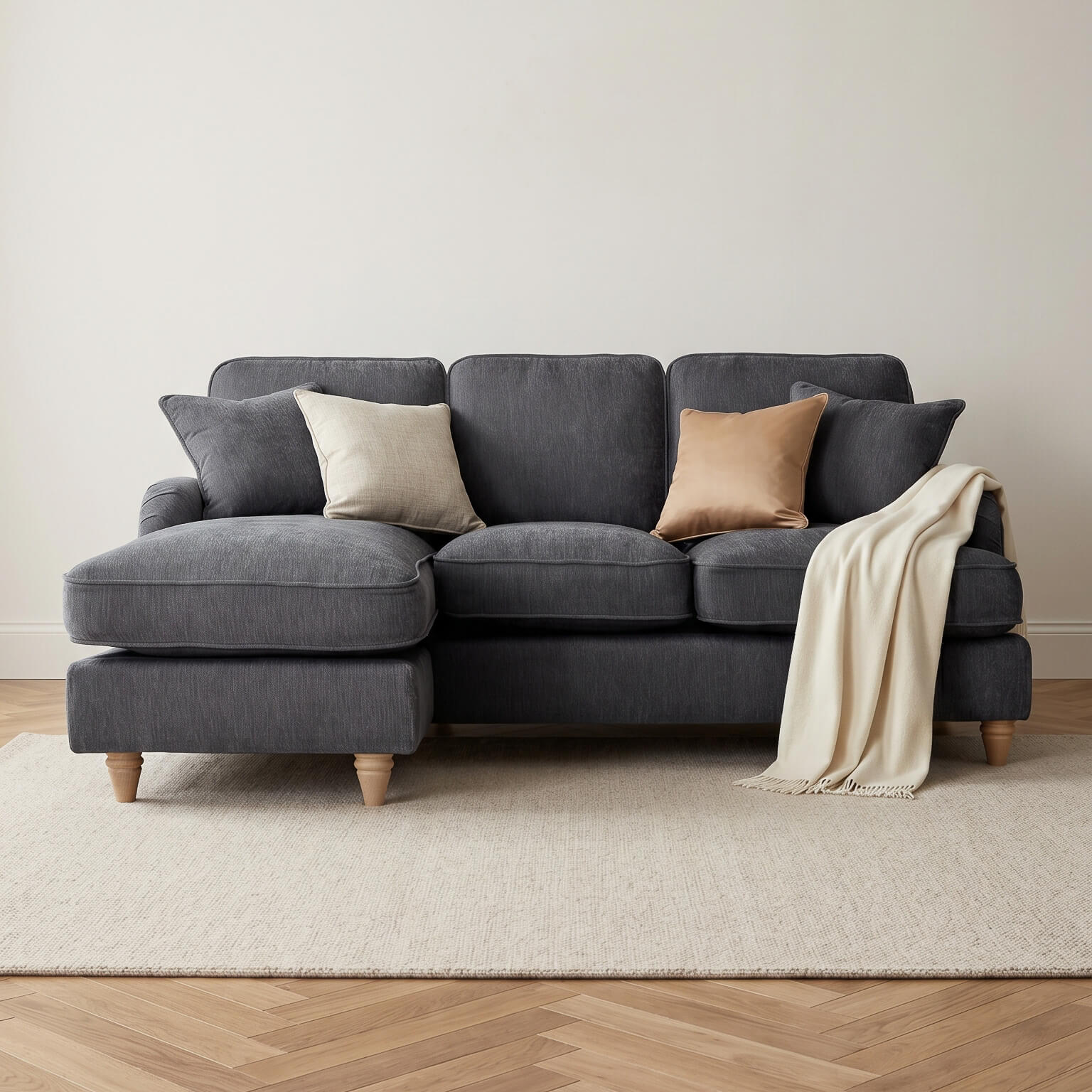 Anika Grey Left Chaise Corner Sofa