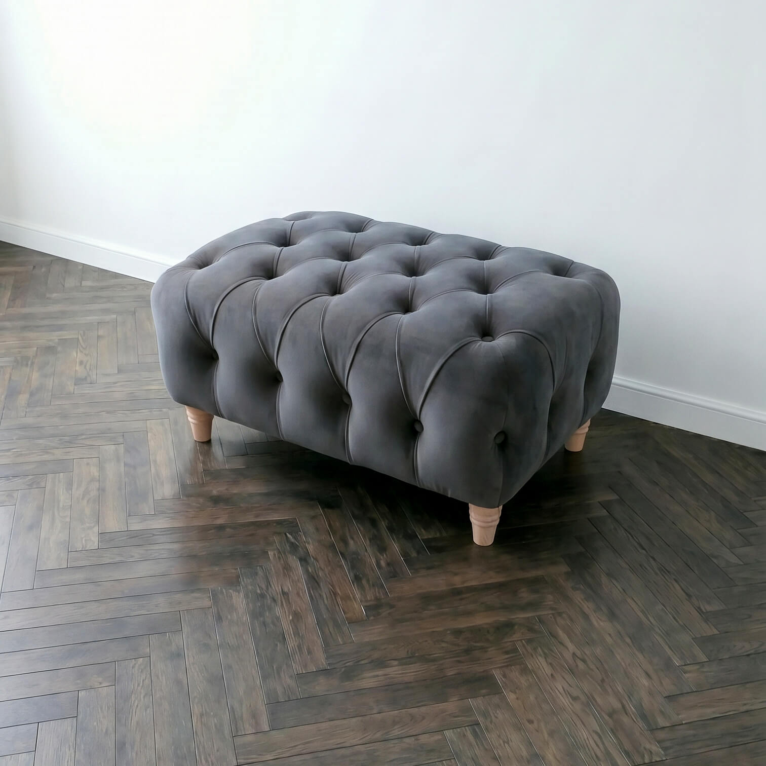 Ashby Blue Chesterfield Footstool