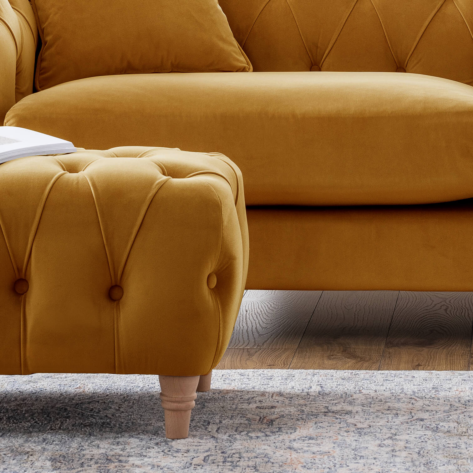Ashby Yellow Chesterfield Footstool