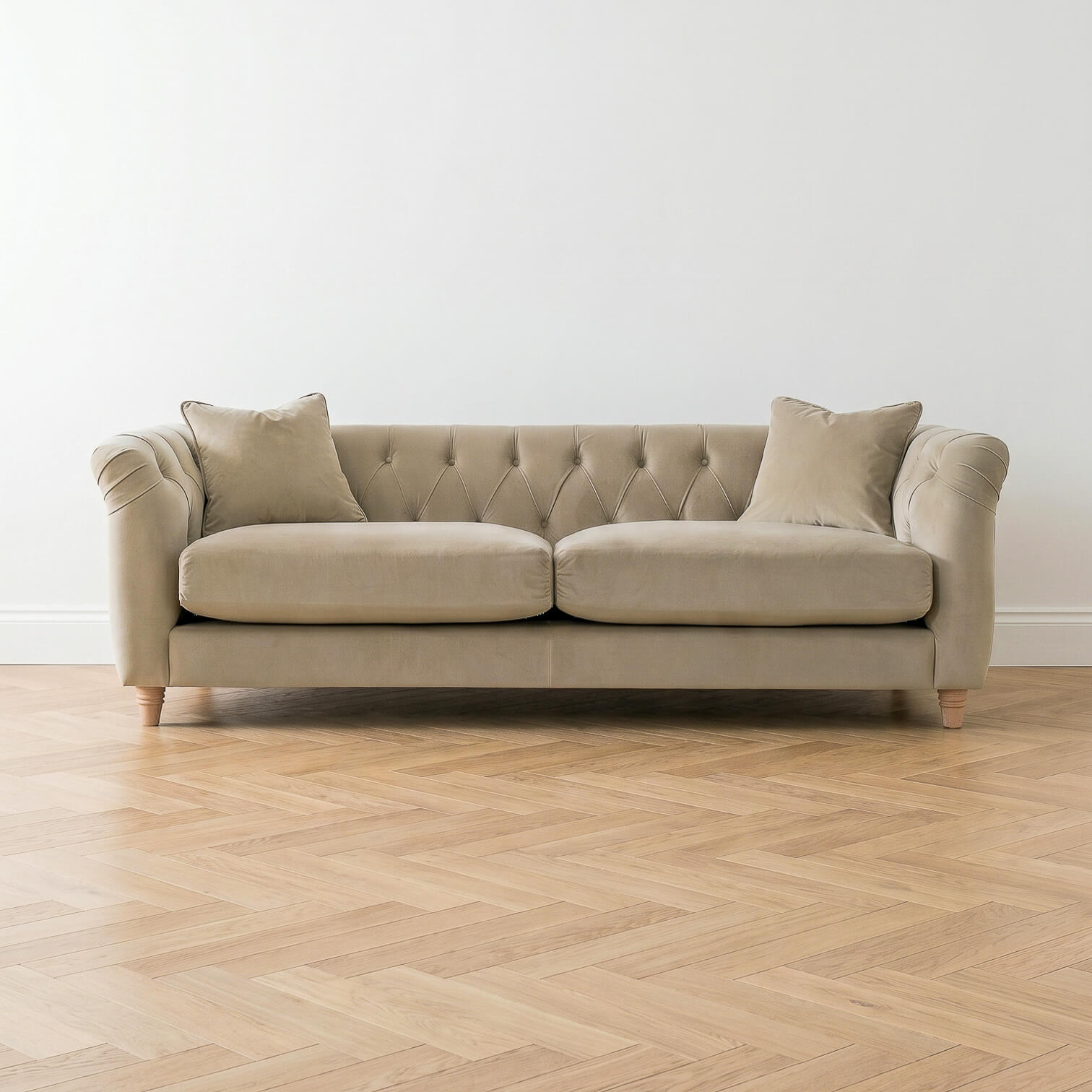 Ashby Beige Chesterfield 3 Seater Sofa