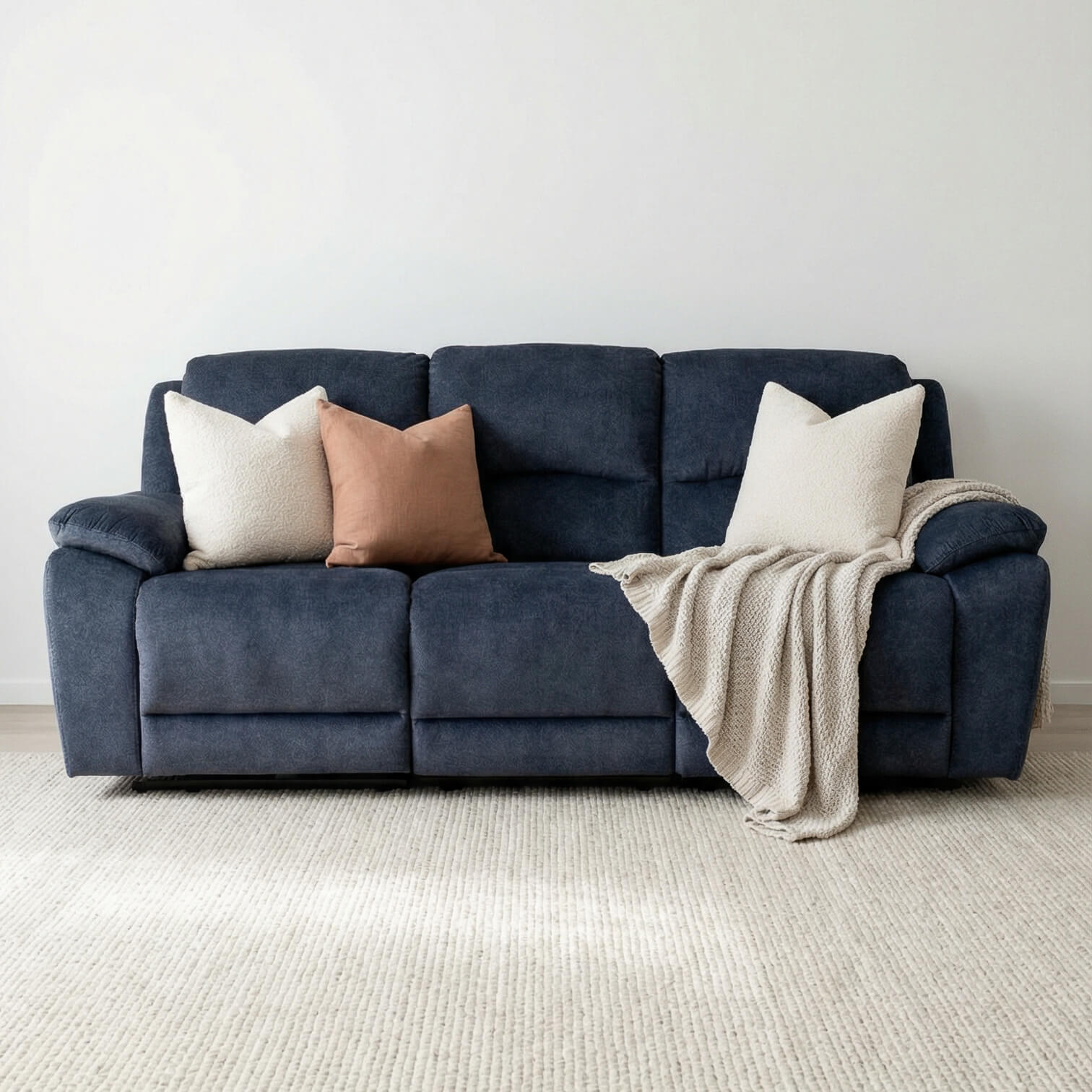 Belagio Blue 3 Seater Power Recliner Sofa