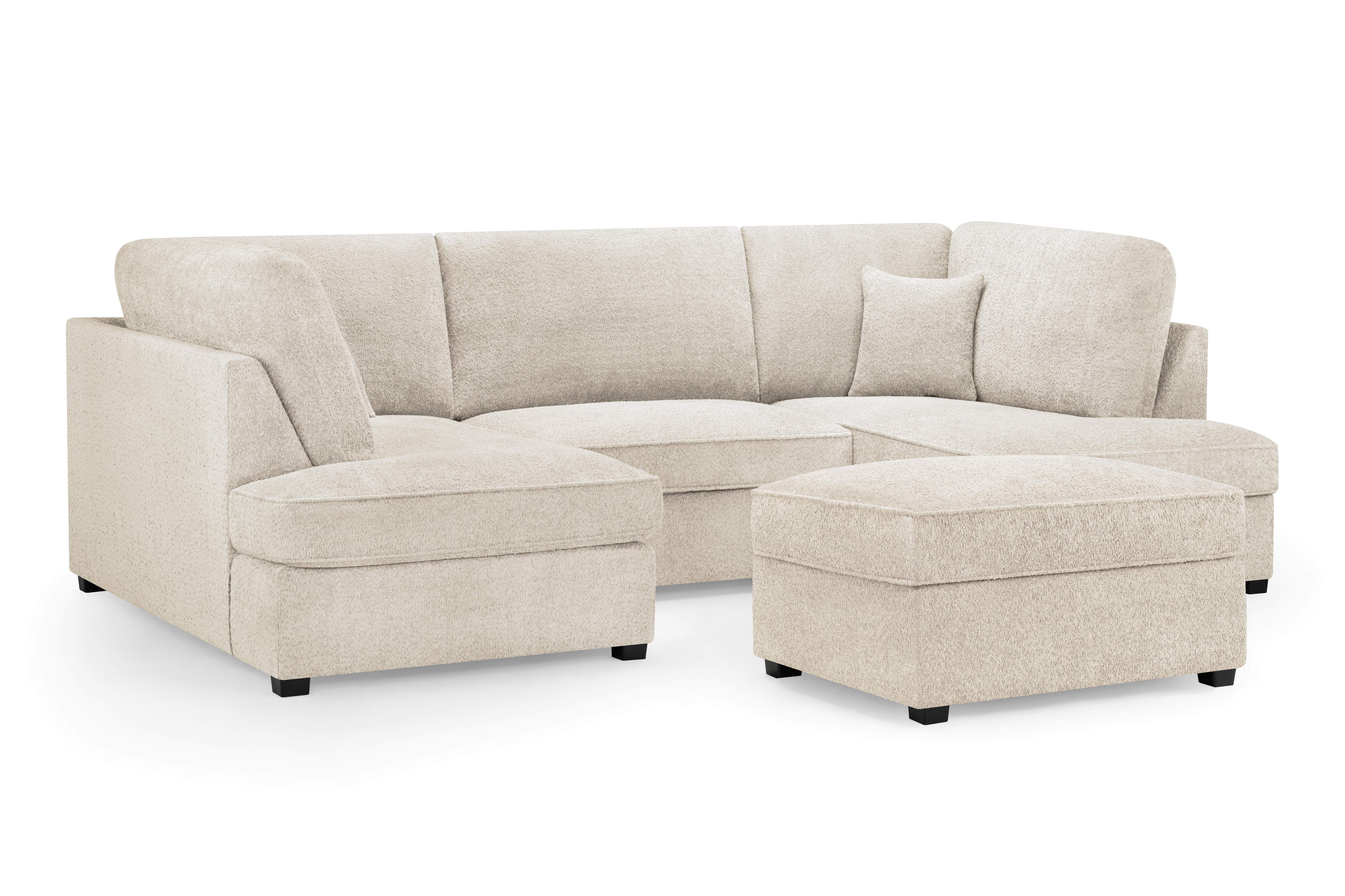 Carmelle Boucle Beige U Shape Corner Sofa