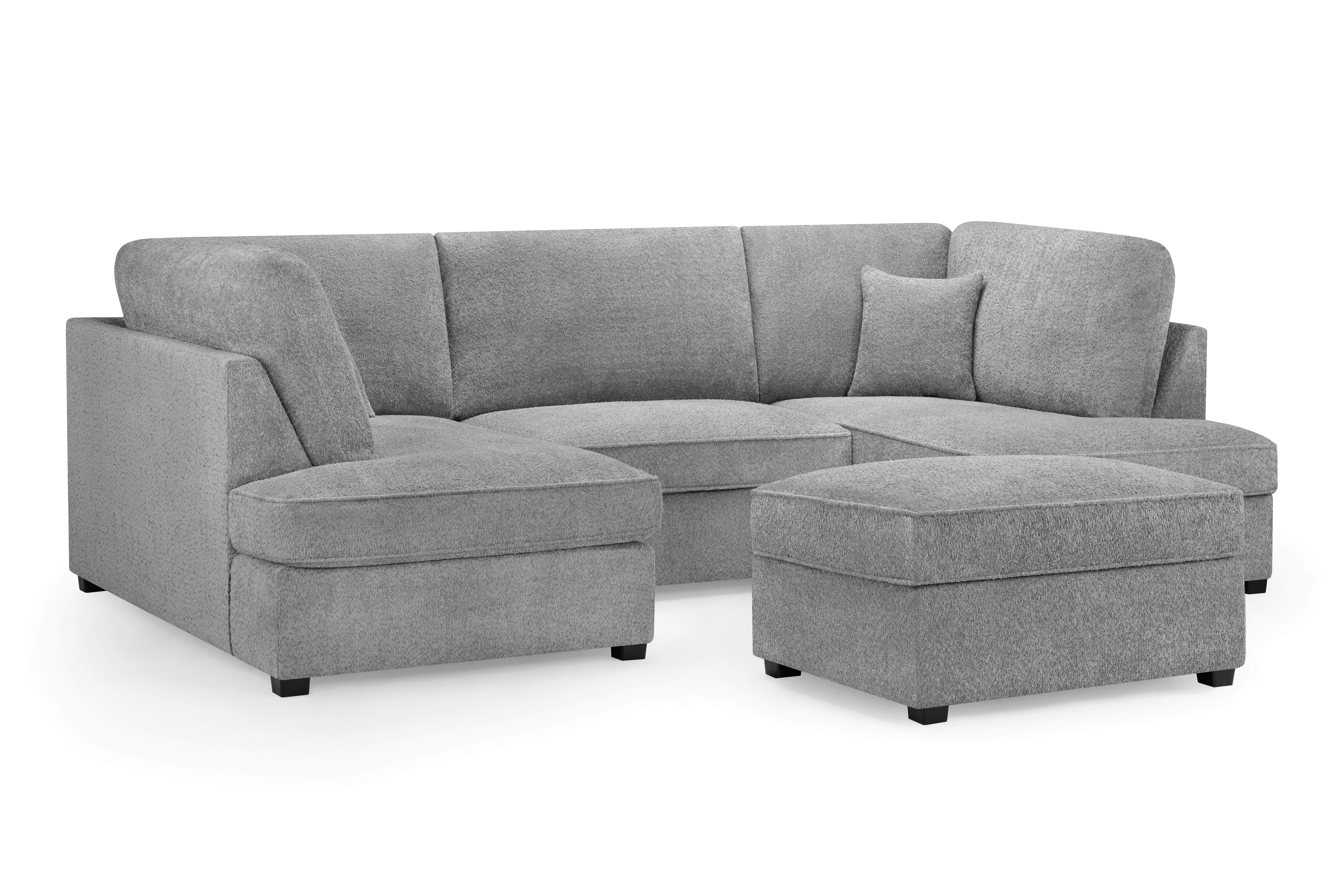 Carmelle Boucle Grey U Shape Corner Sofa