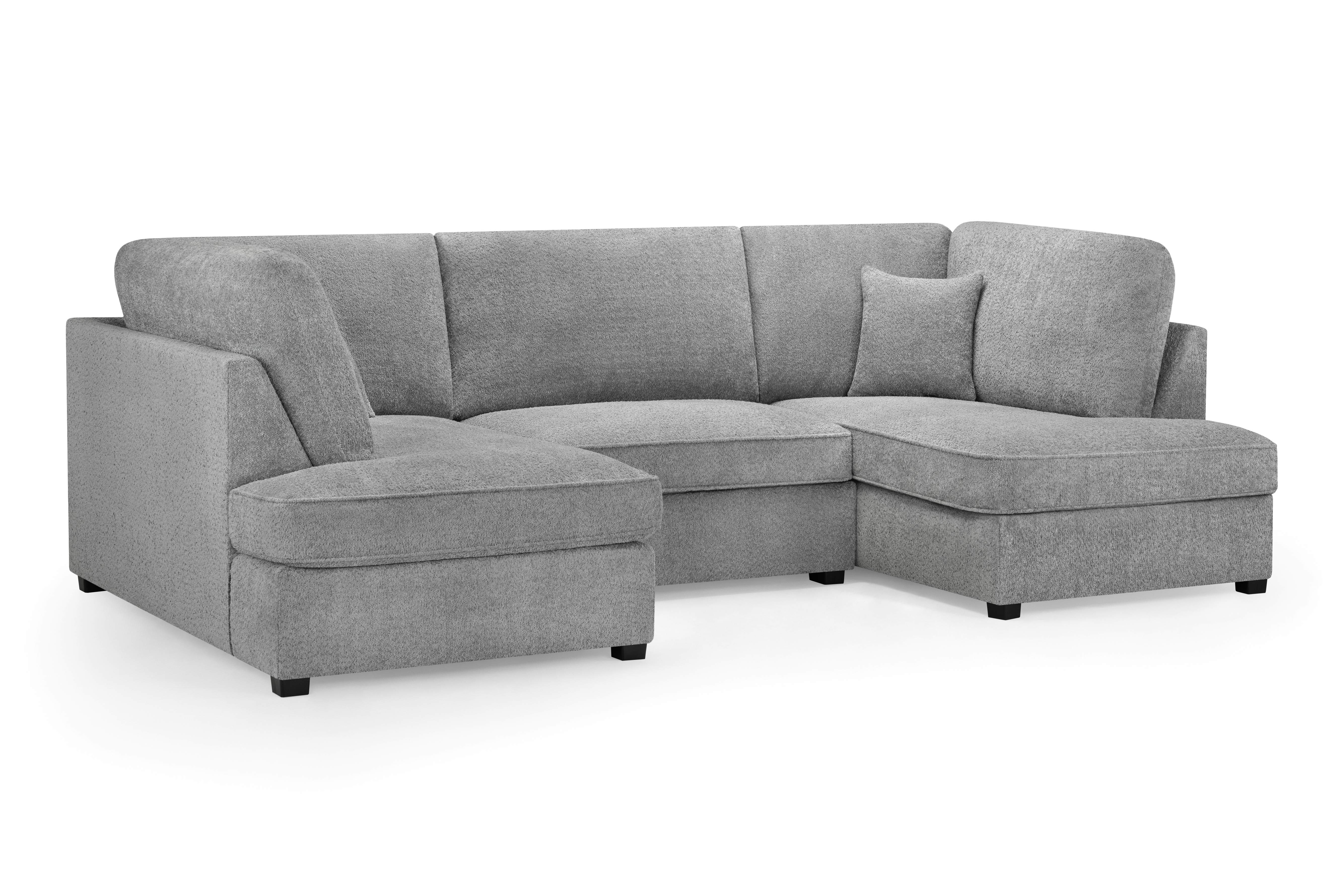 Carmelle Boucle Grey U Shape Corner Sofa