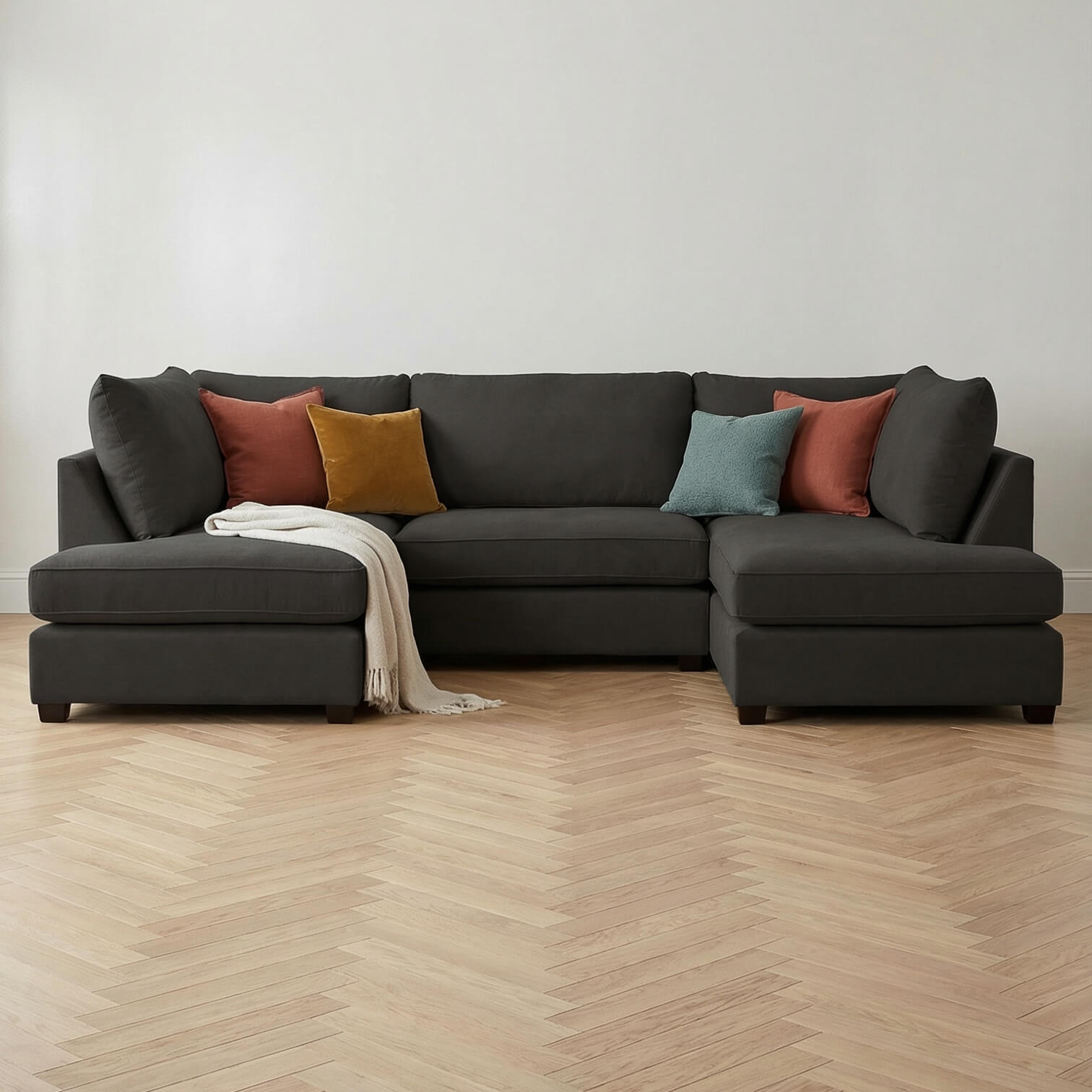 Carmelle Black U Shape Corner Sofa