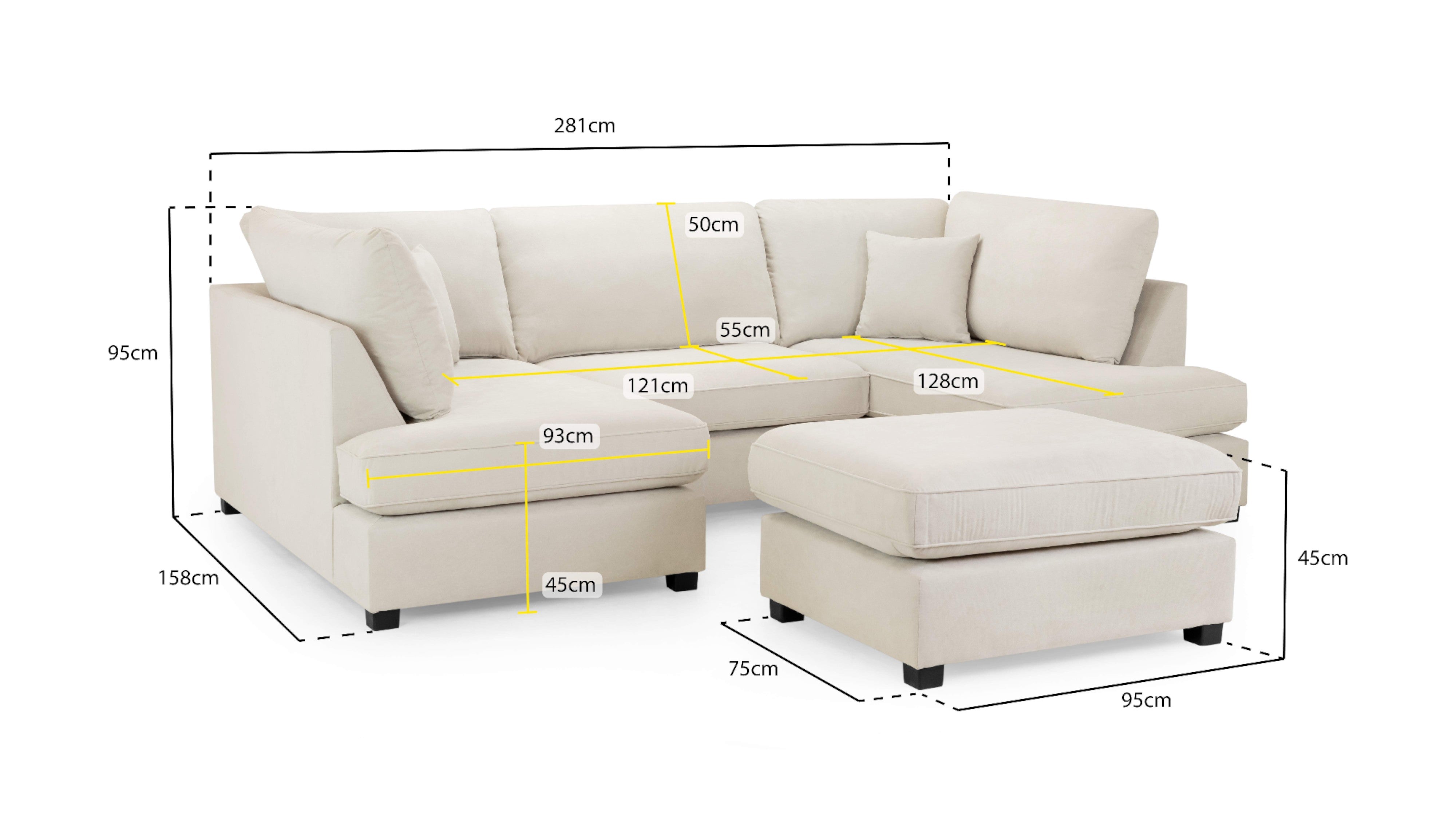 Carmelle Beige U Shape Corner Sofa