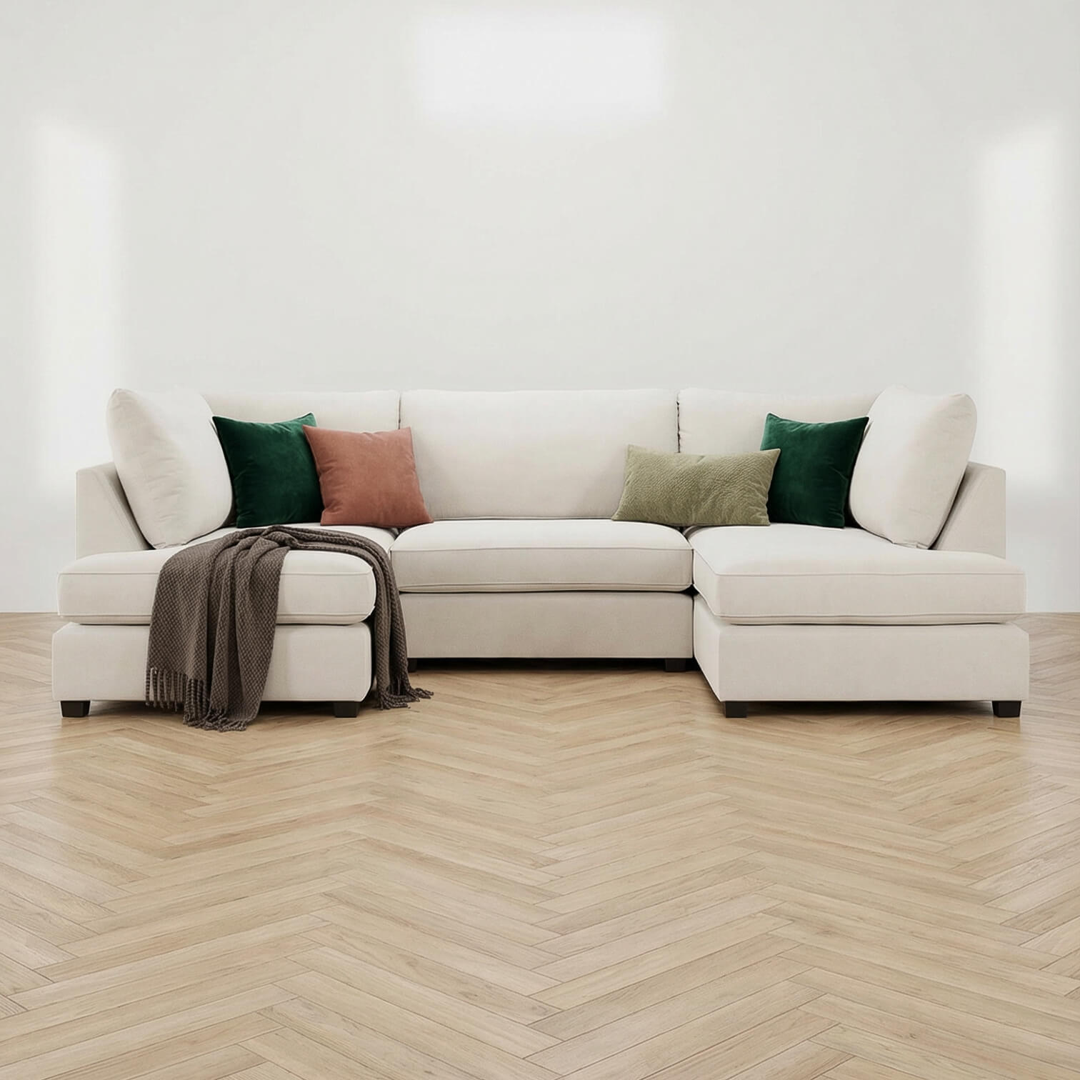 Carmelle Beige U Shape Corner Sofa