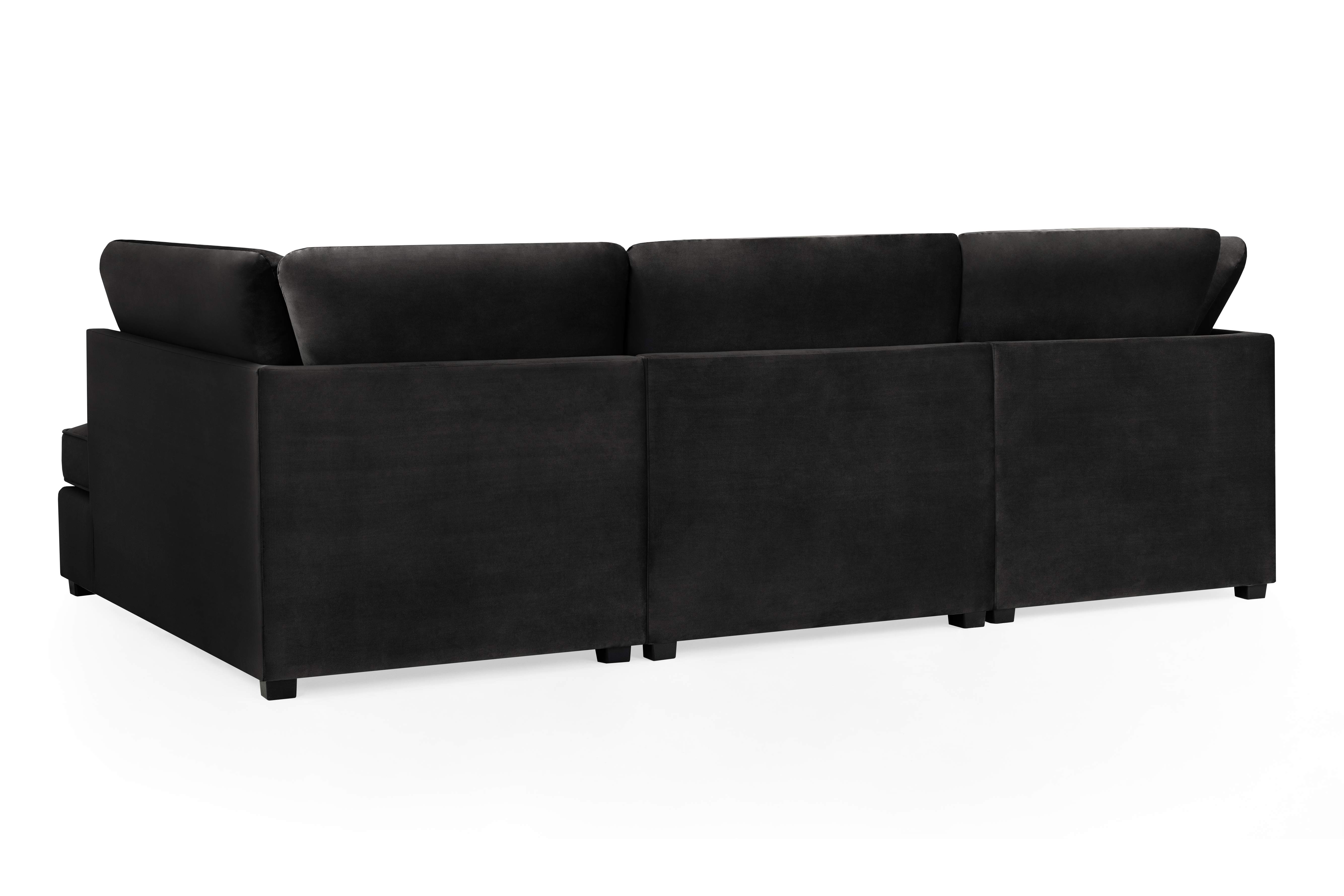 Carmelle Velvet Black U Shape Corner Sofa