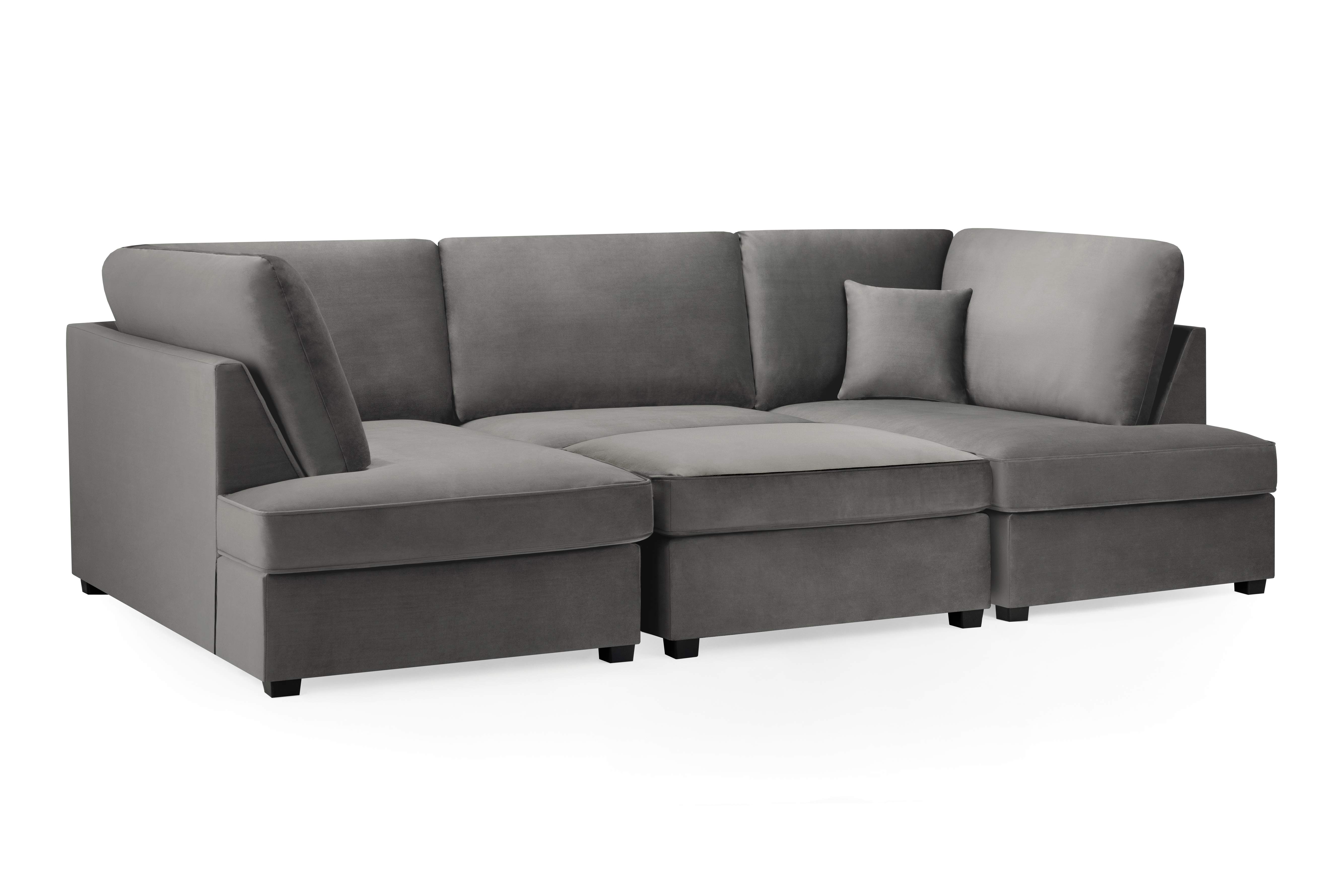Carmelle Velvet Grey U Shape Corner Sofa