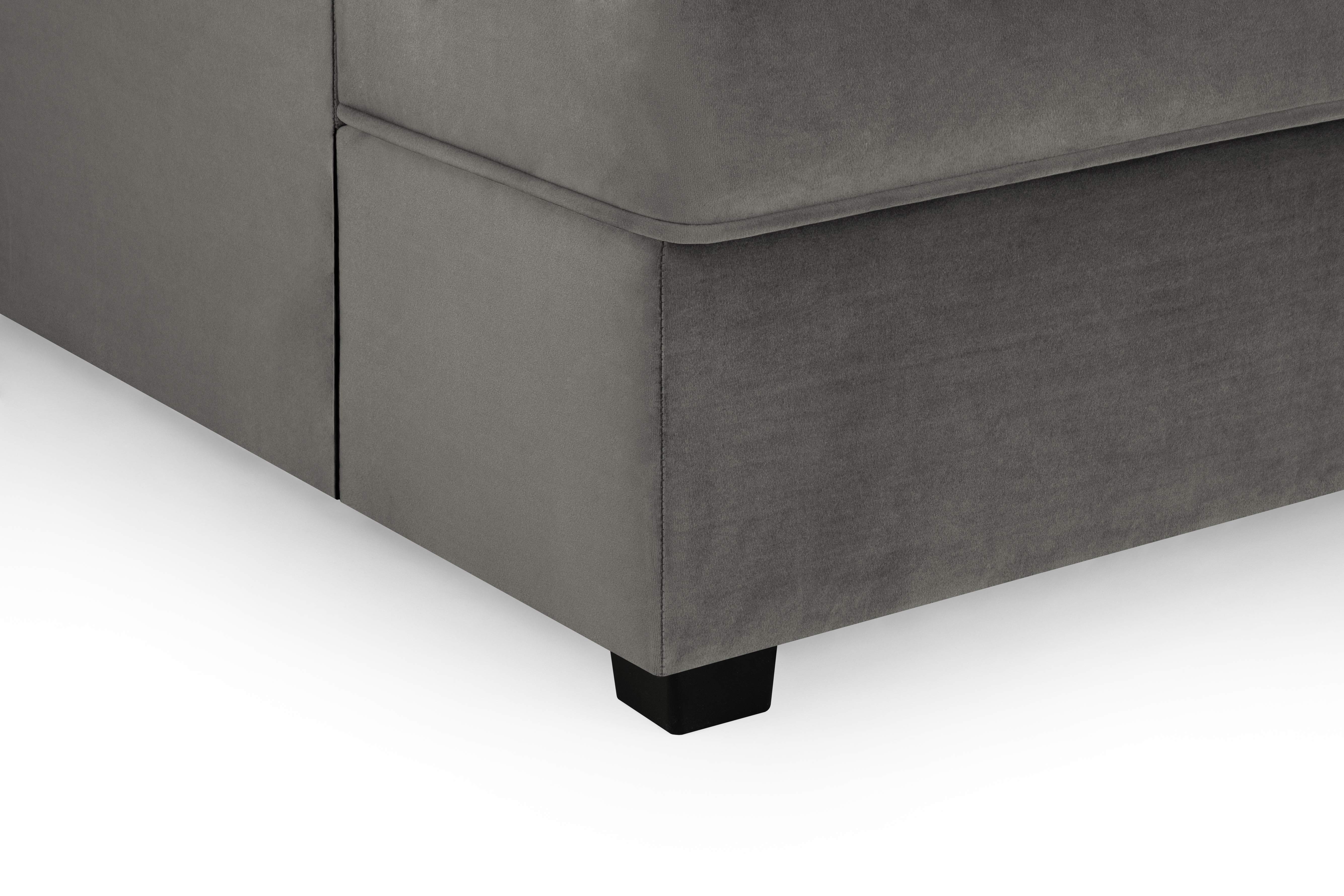Carmelle Velvet Grey U Shape Corner Sofa