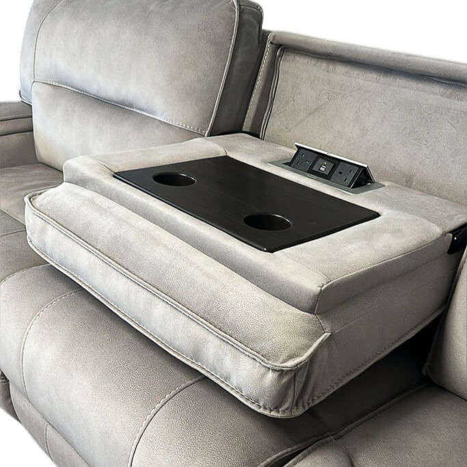 Excalibur Beige Power Corner Recliner Sofa with Console