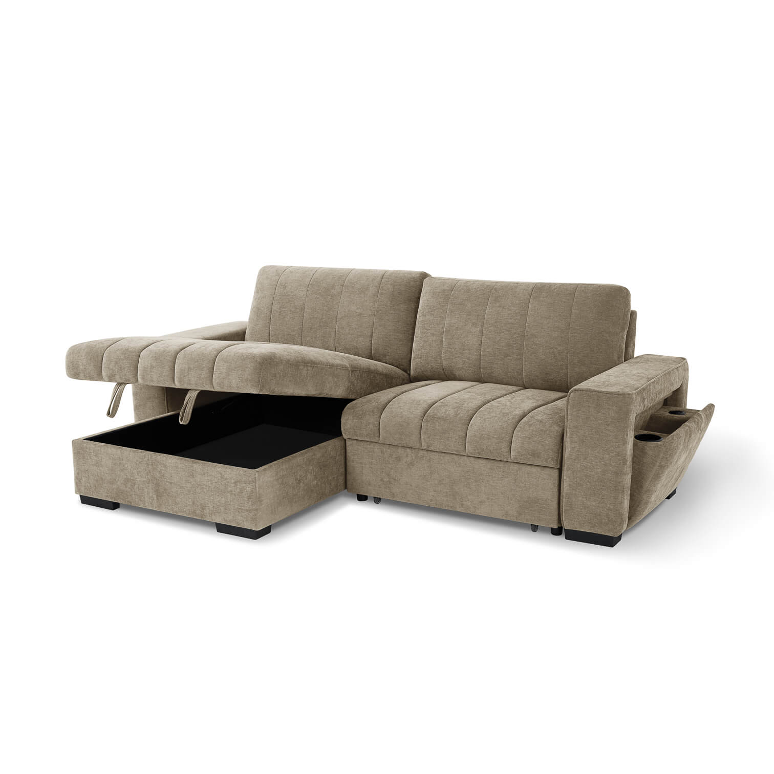 Franklin Beige Universal Corner Sofa Bed with USB & Storage