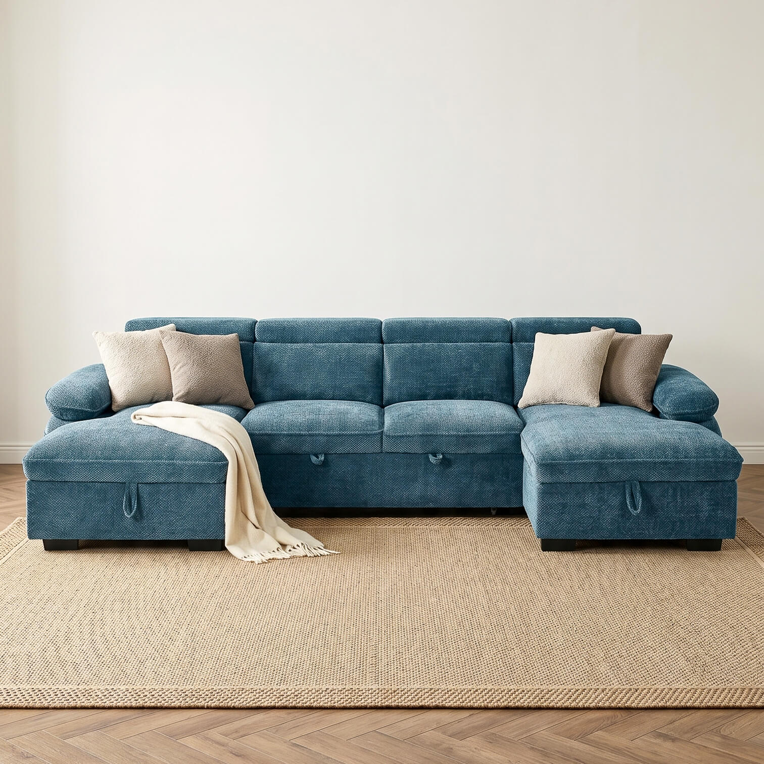 Harlow Blue U Shape Sofa Bed