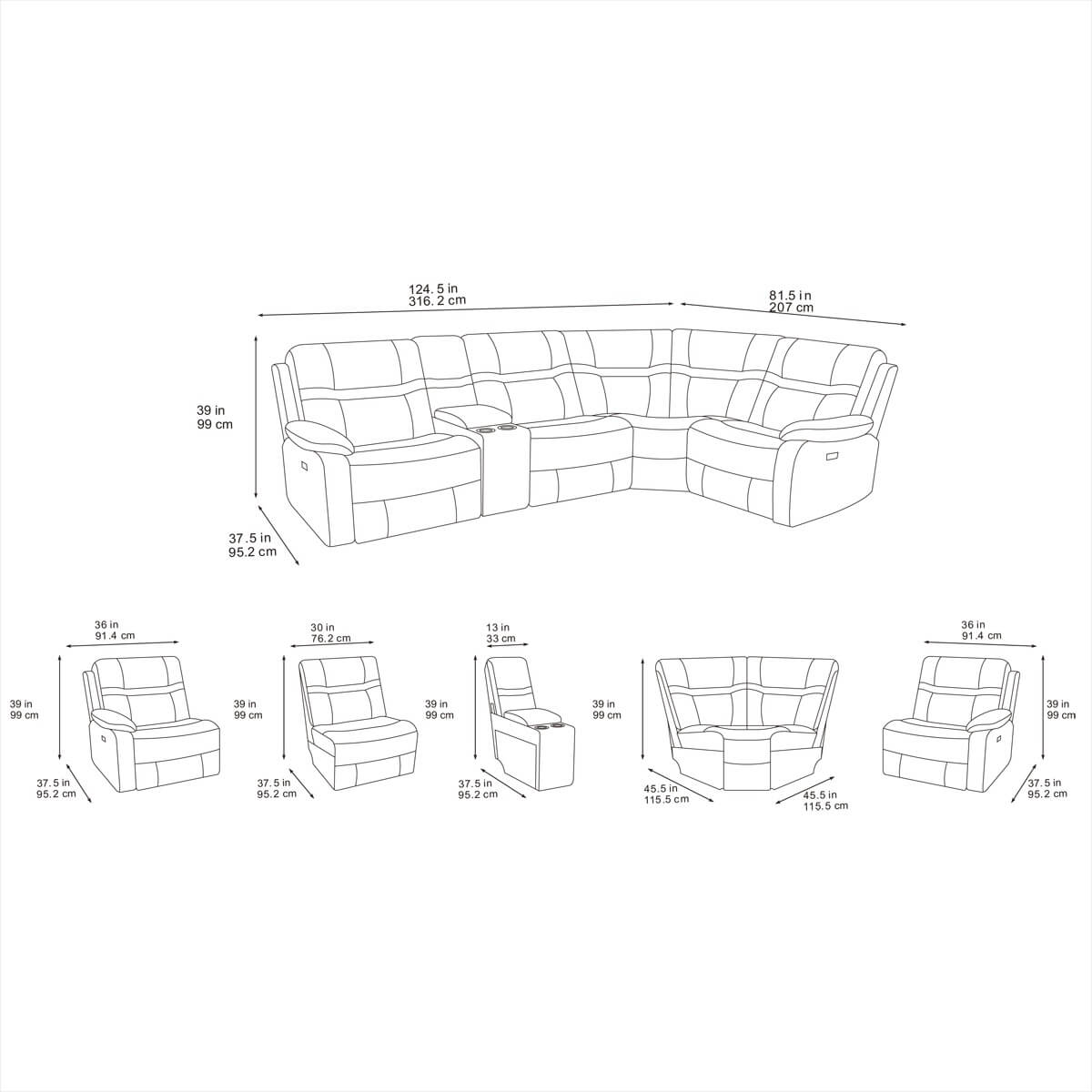 Jackson Grey Power Corner Recliner Sofa