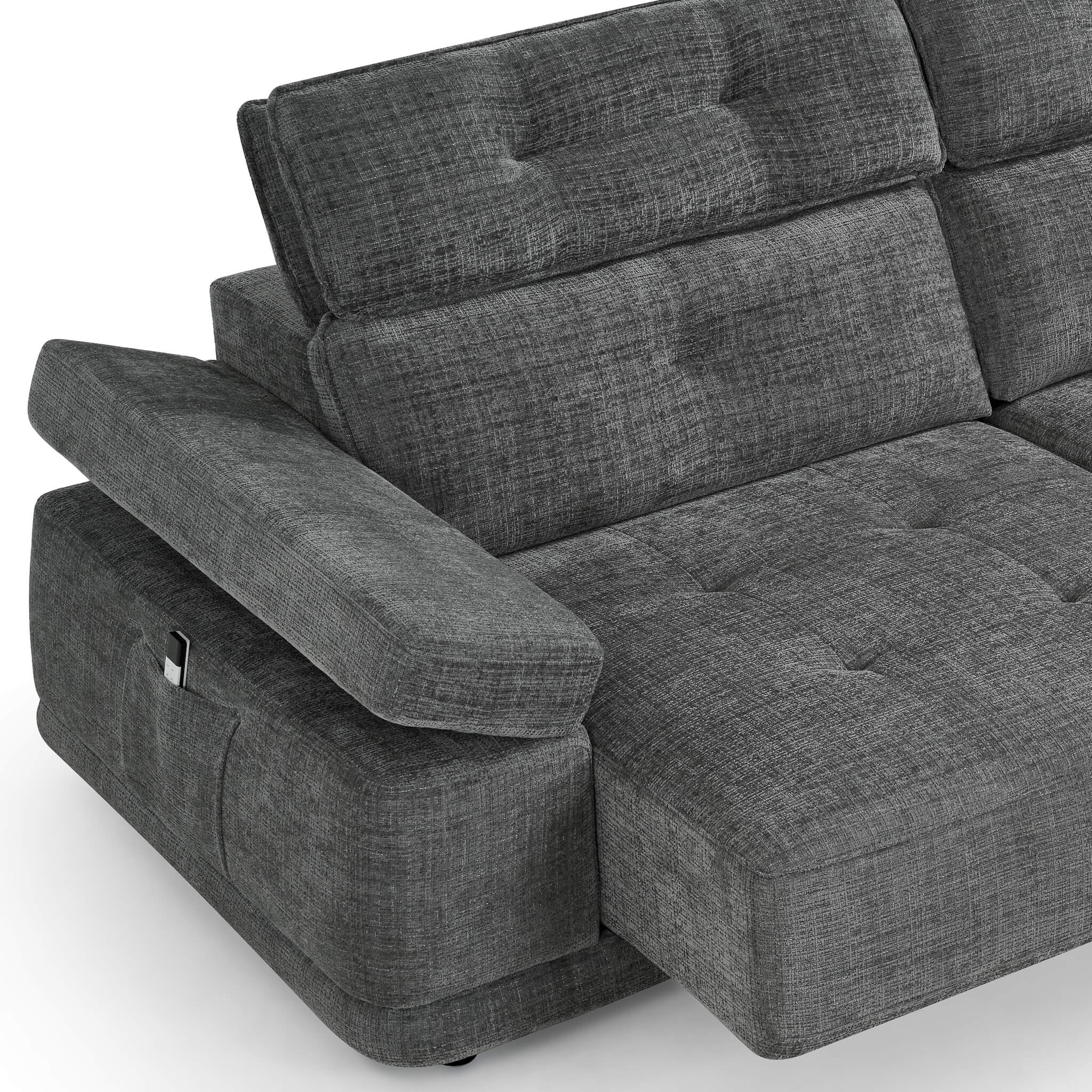 Kendal Grey 3 Seater Floating Power Slider Sofa