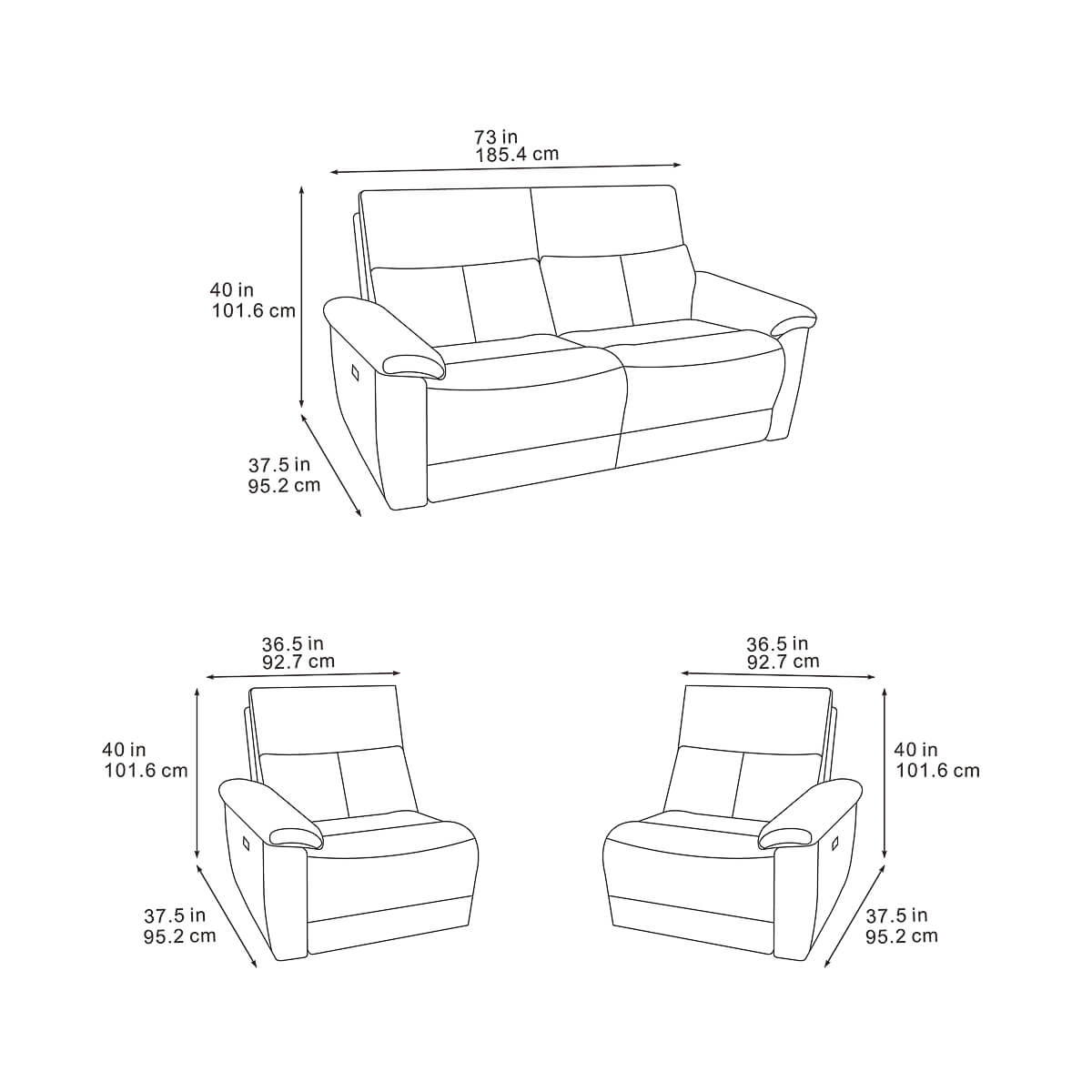 Klint Grey 3 Seater Power Recliner Sofa