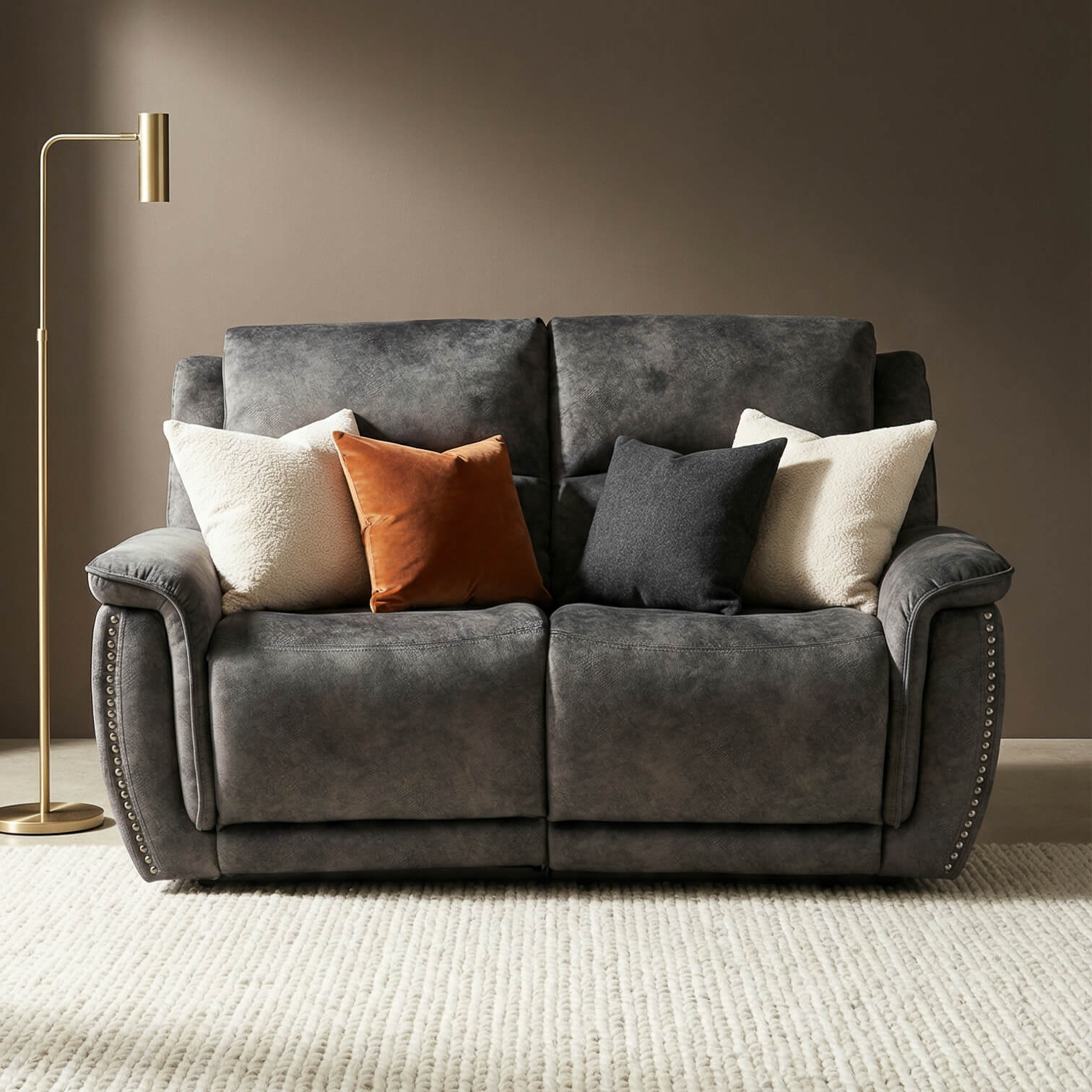 Majestik Grey 2 Seater Power Recliner Sofa