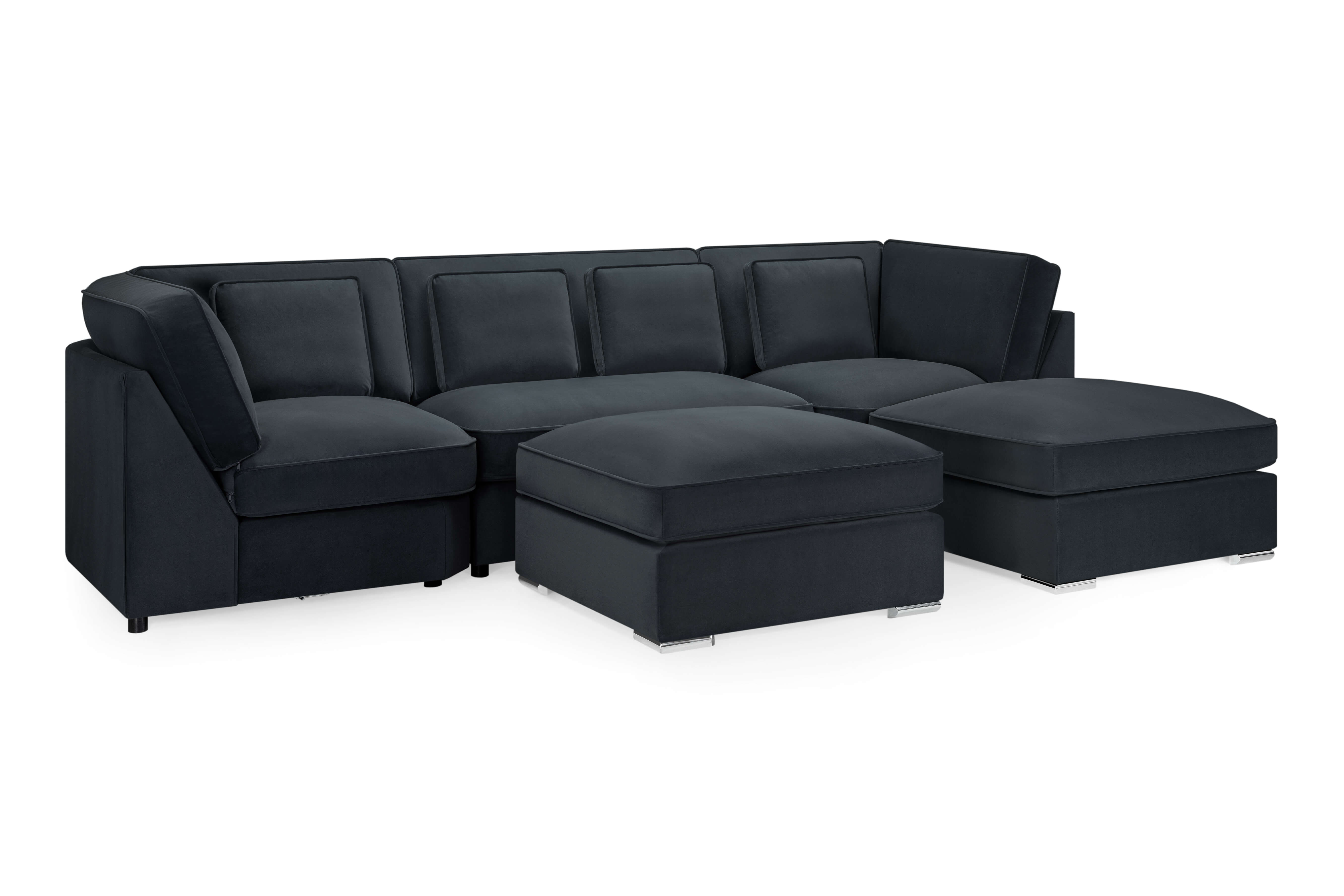 Marvelle Black U Shape Corner Sofa
