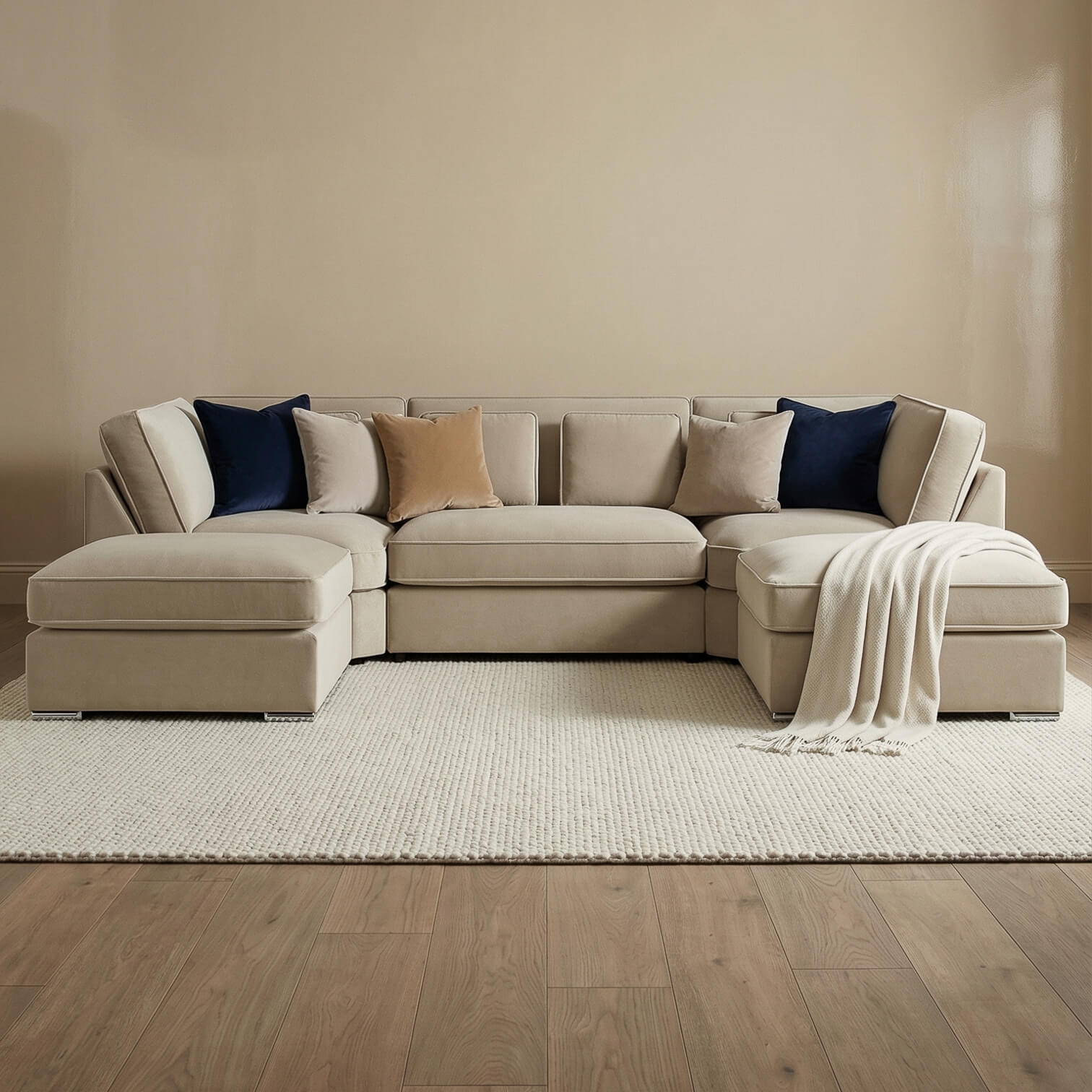 Marvelle Beige U Shape Corner Sofa