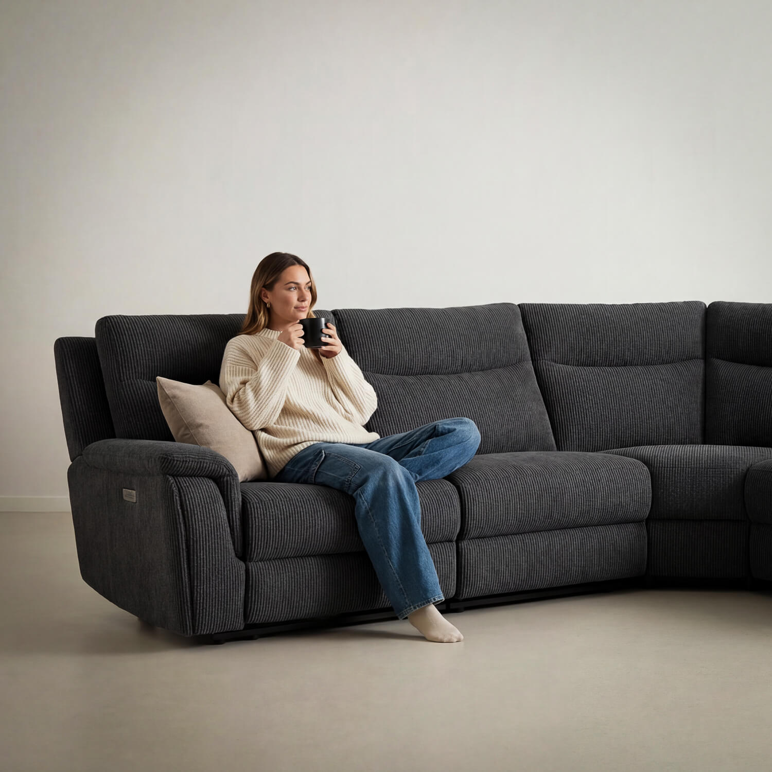 Maverick Black Power Corner Recliner Sofa