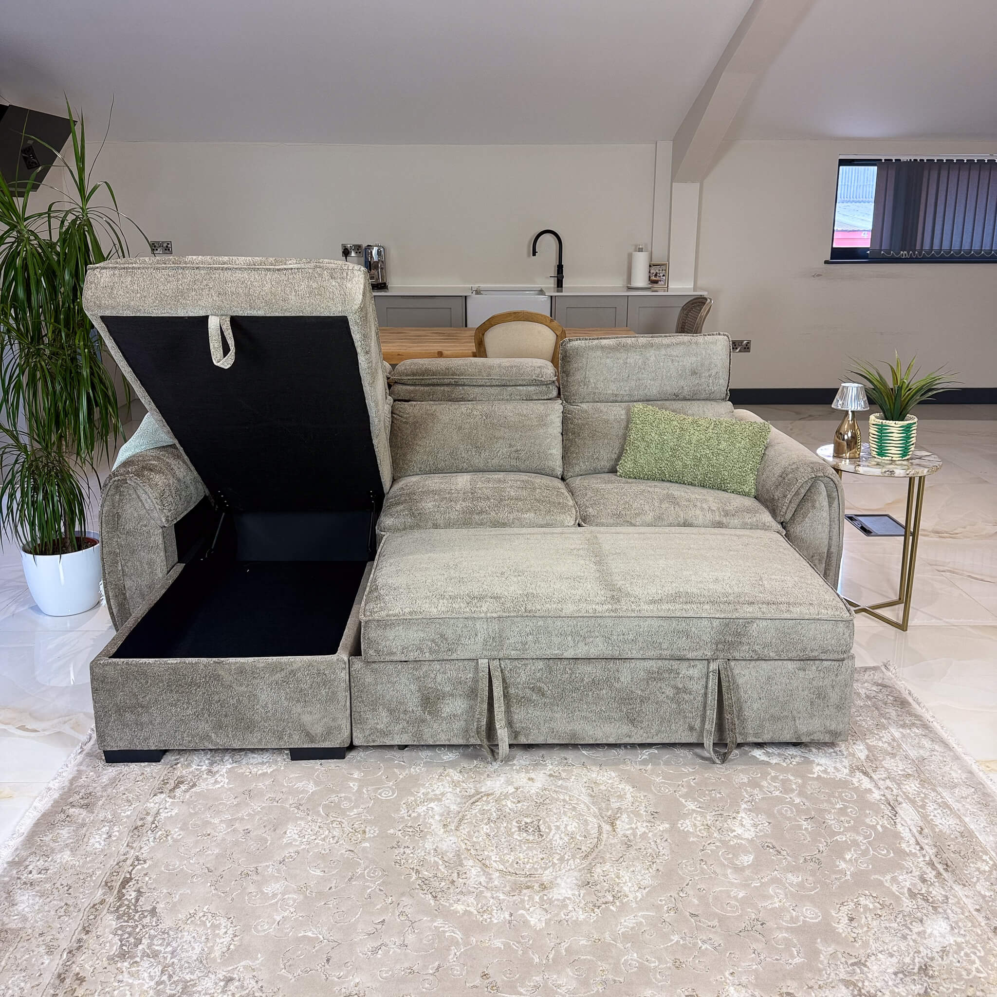 Montrose Taupe Universal Corner Sofa Bed