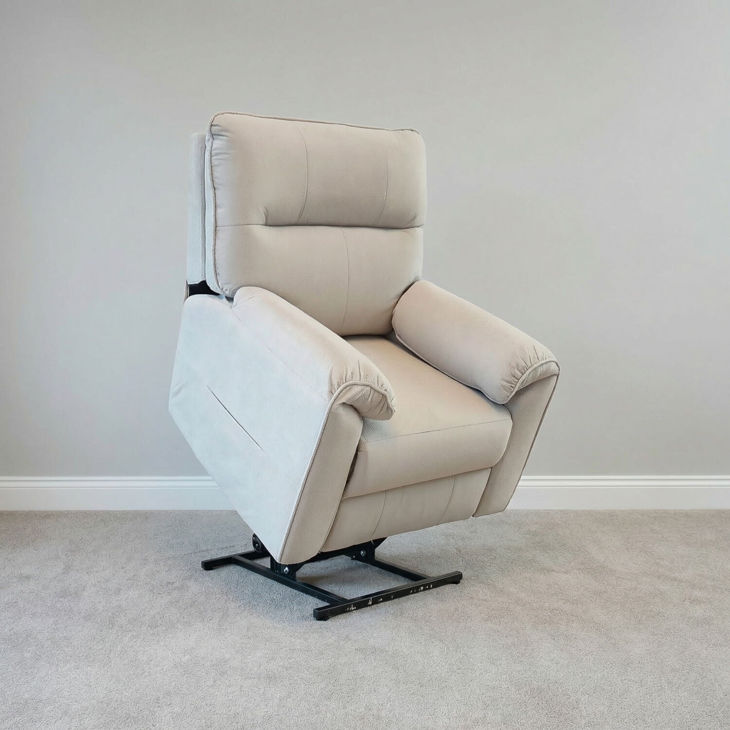 Novar Beige Heat & Massage Power Riser Recliner Armchair
