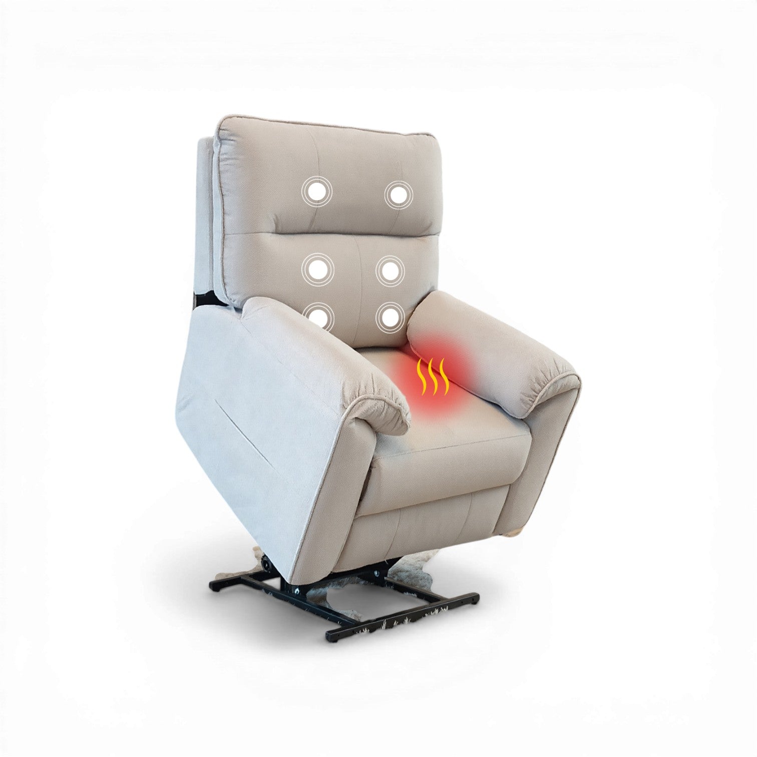 Novar Beige Heat & Massage Power Riser Recliner Armchair