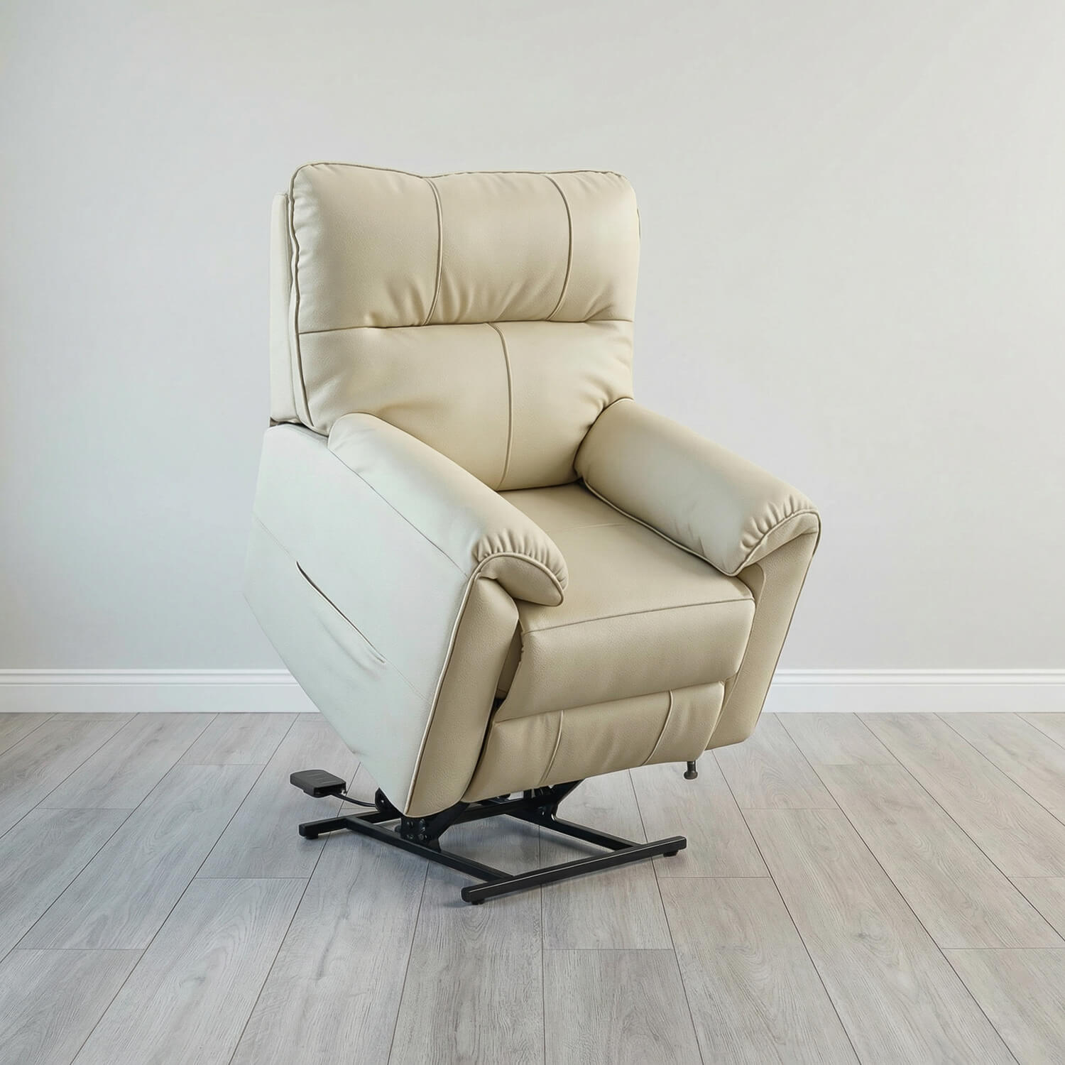 Novar Beige Heat & Massage Power Riser Recliner Armchair