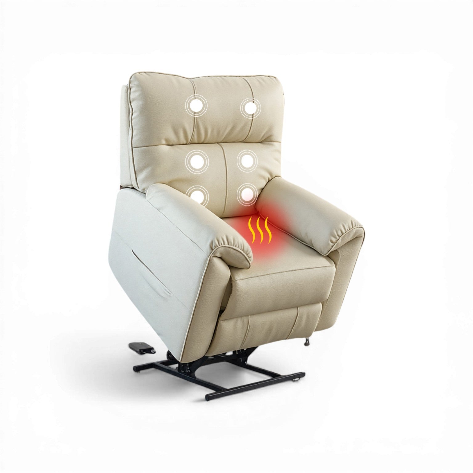 Novar Beige Heat & Massage Power Riser Recliner Armchair