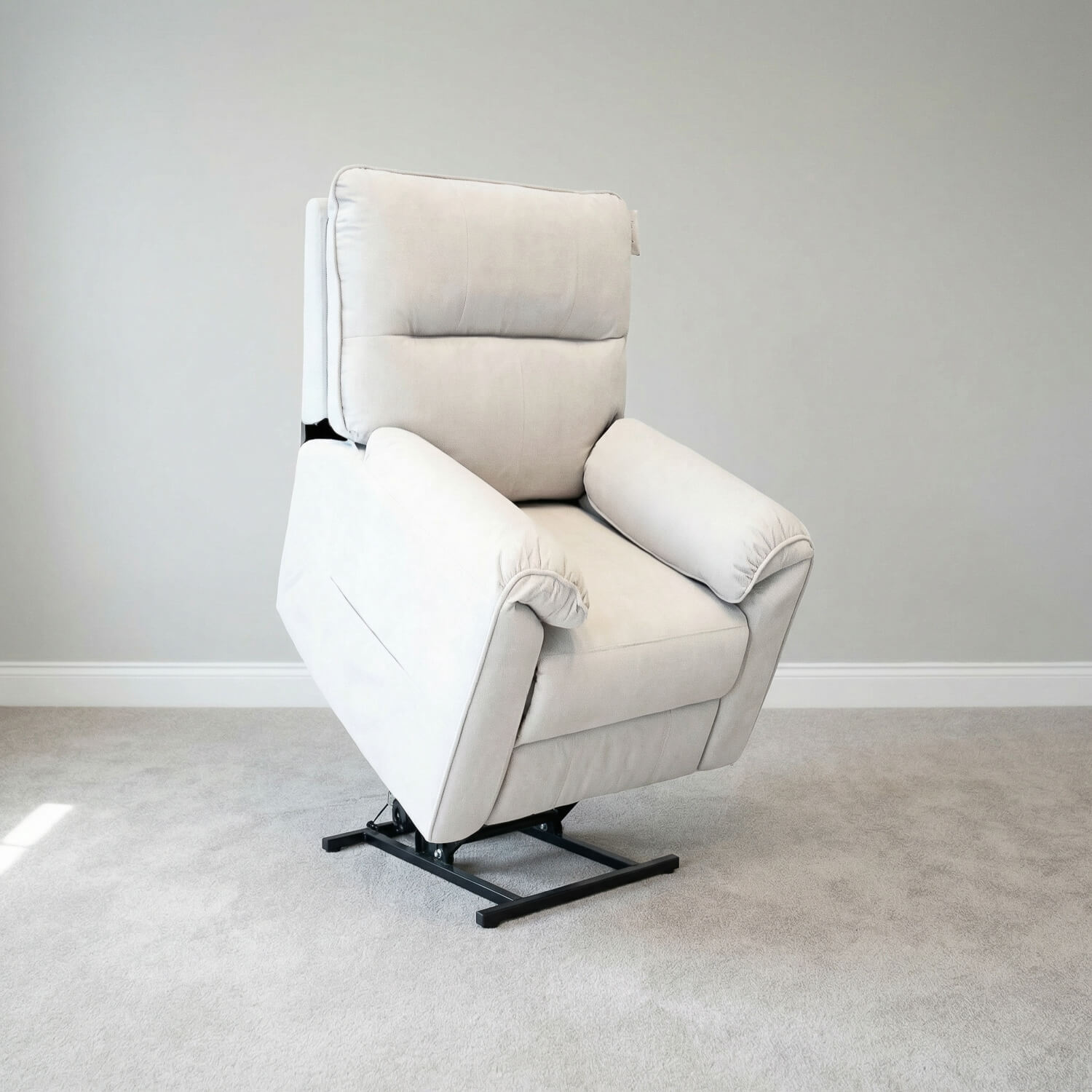 Novar Beige Heat & Massage Power Riser Recliner Armchair