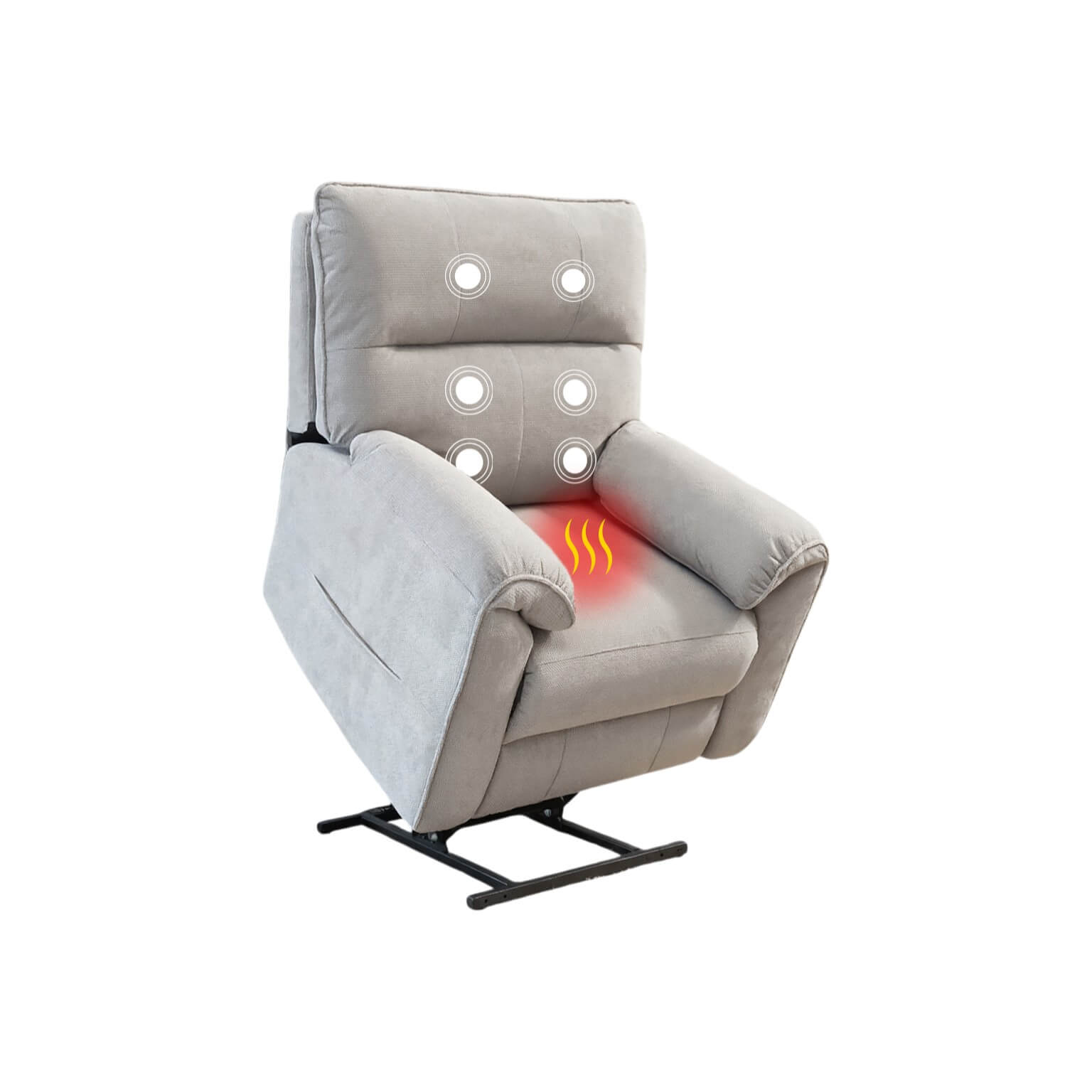 Novar Grey Heat & Massage Power Riser Recliner Armchair
