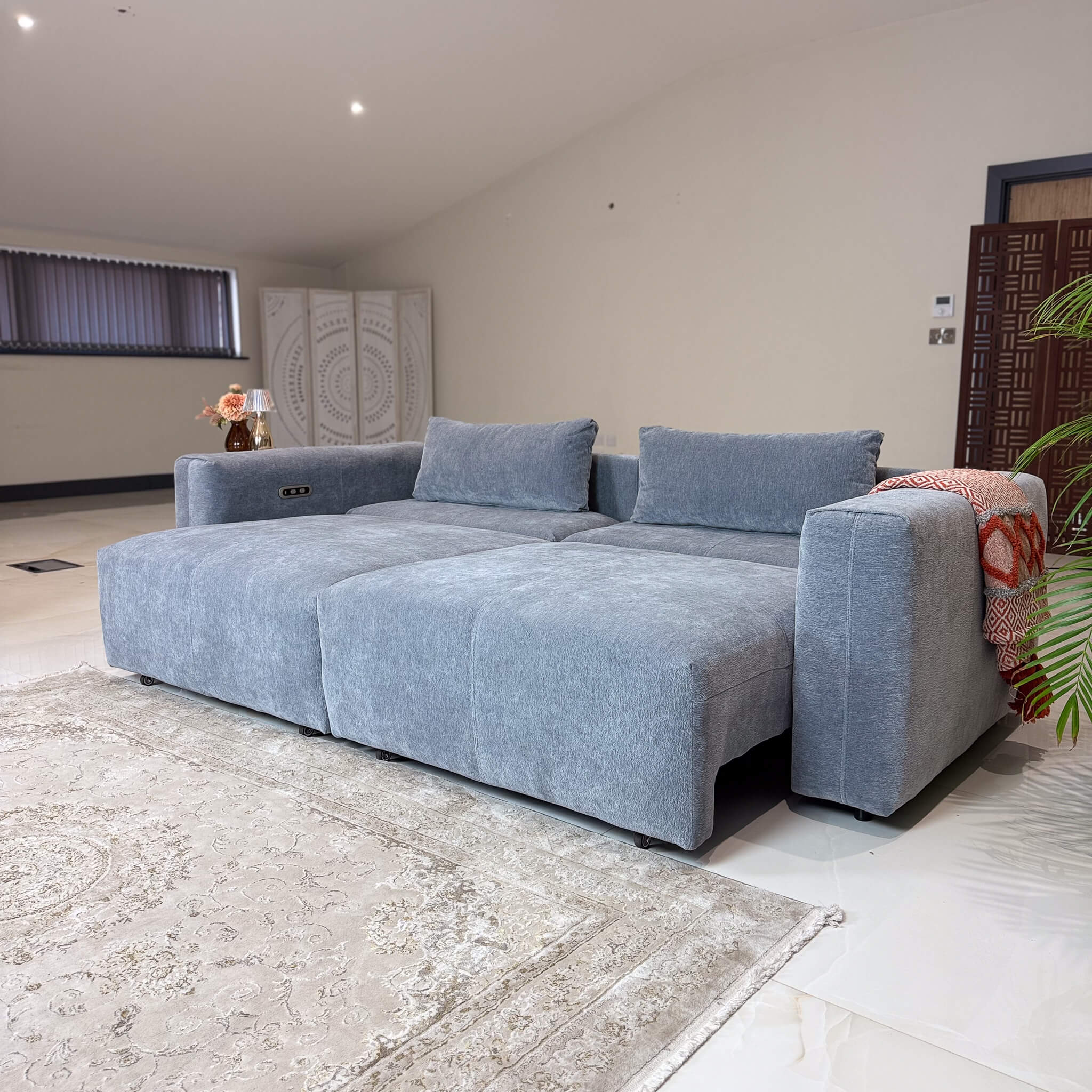 Prescott Grey 3 Seater Power Slider Sofa