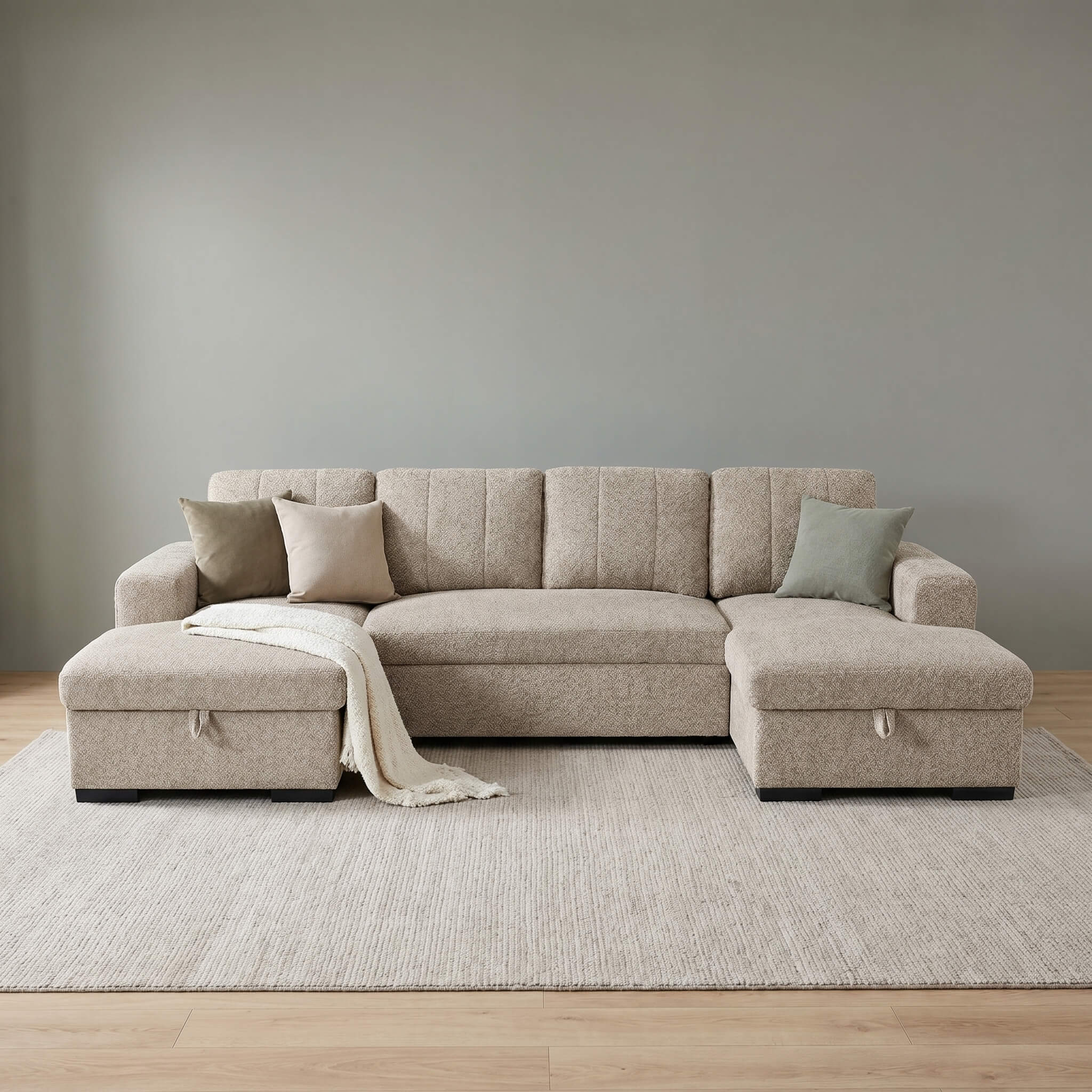 Rene Beige U Shape Corner Sofa
