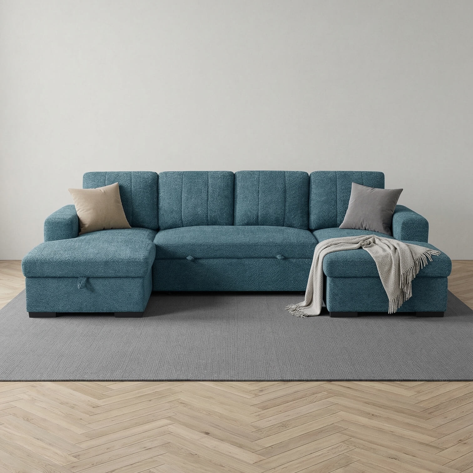 Rene Blue U Shape Corner Sofa