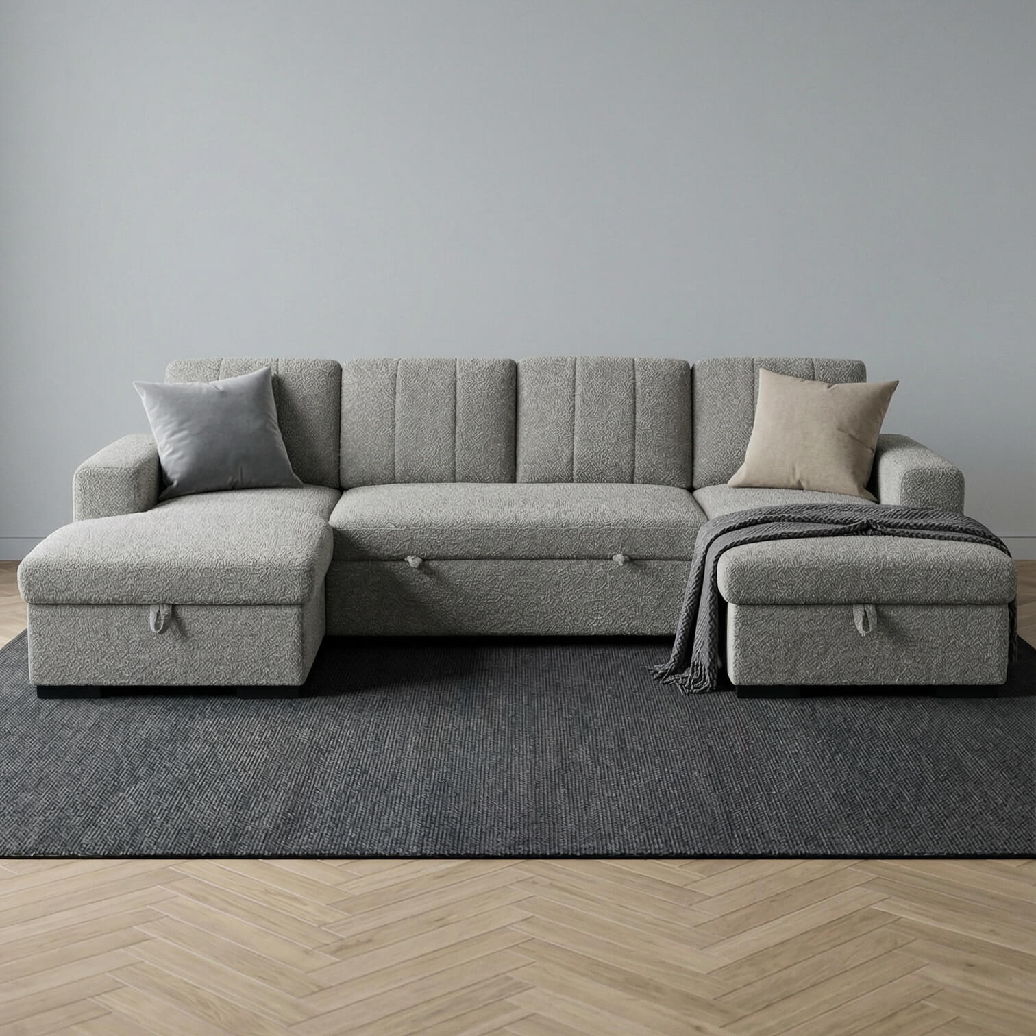 Rene Grey U Shape Corner Sofa