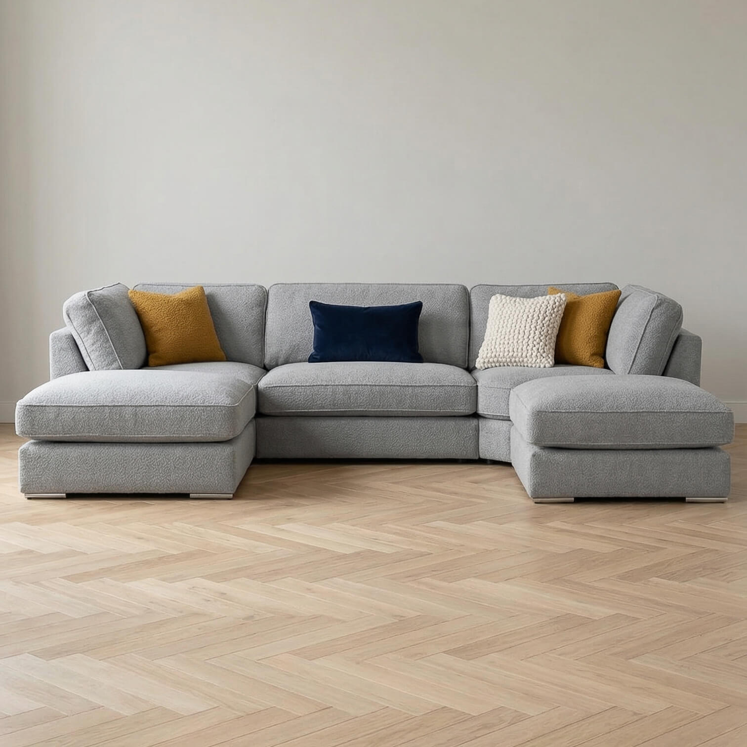 Sakina Grey U Shape Corner Sofa