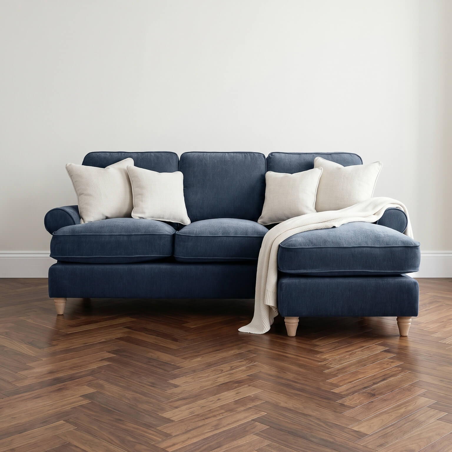 Sharika Blue Right Chaise Corner Sofa