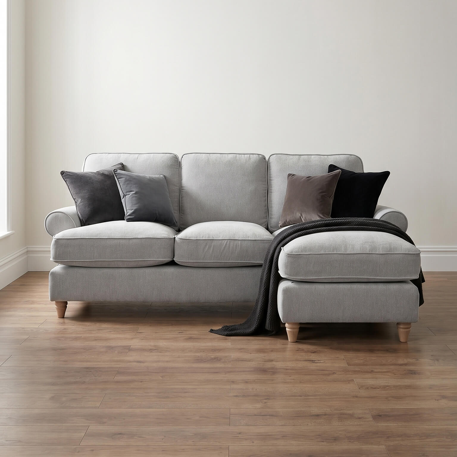 Sharika Grey Right Chaise Corner Sofa