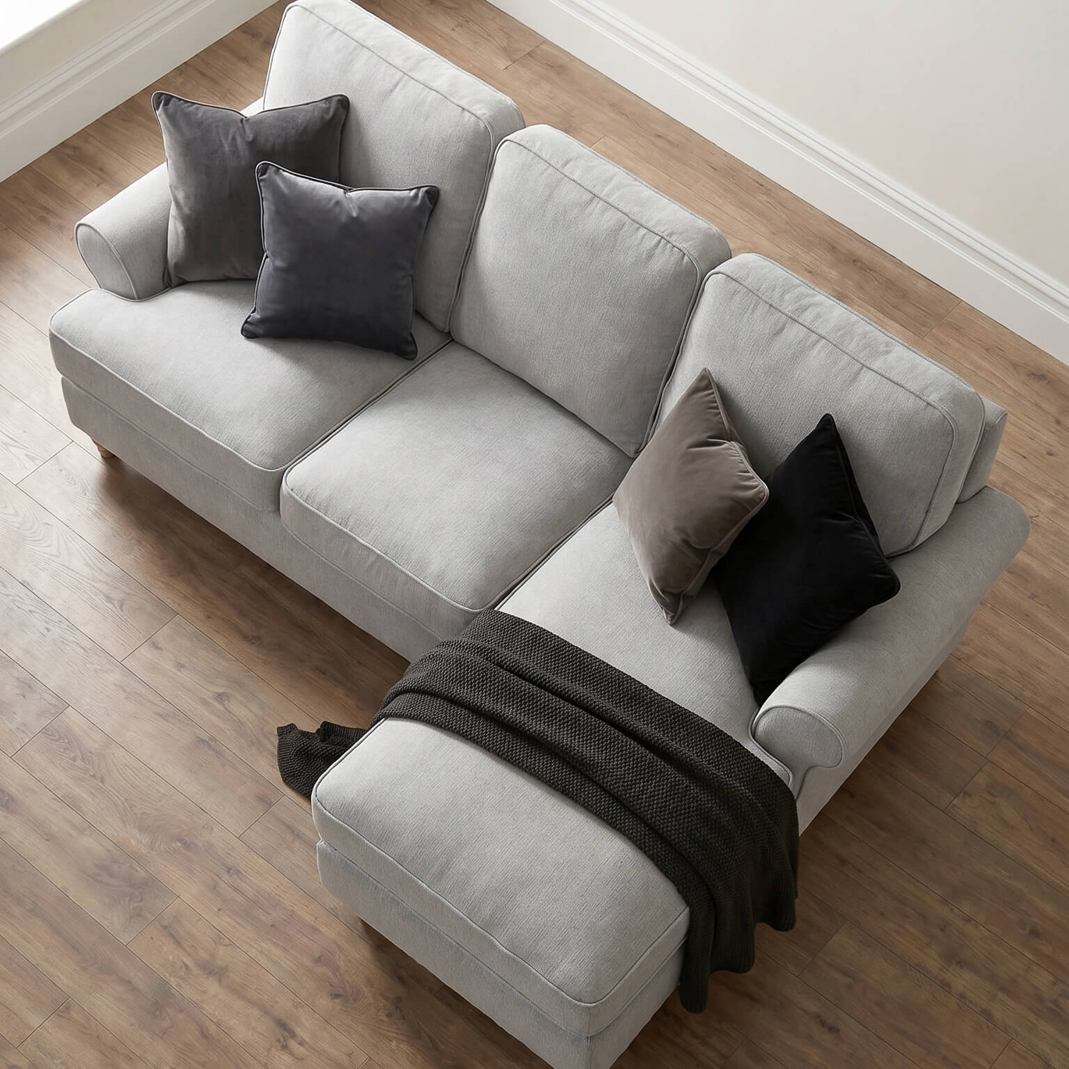 Sharika Grey Right Chaise Corner Sofa