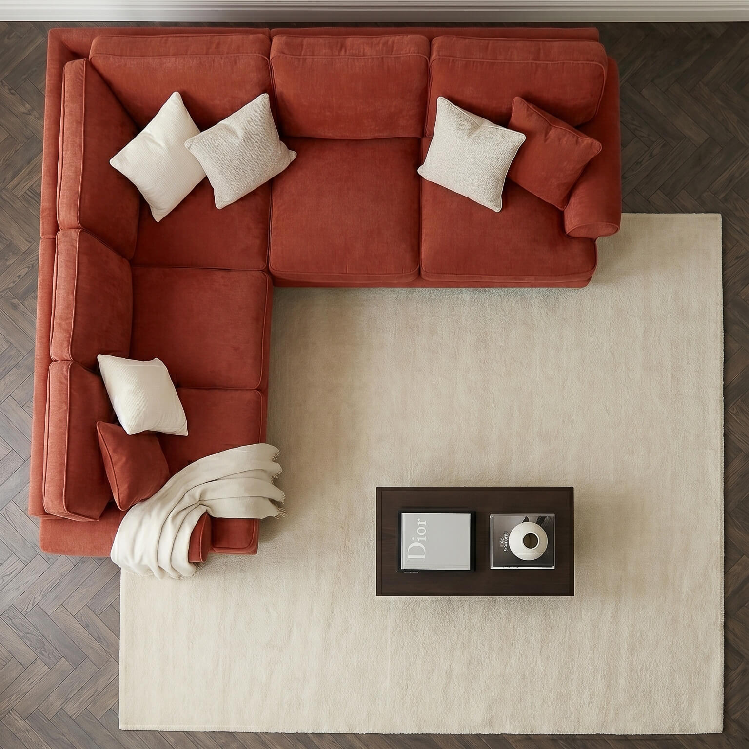 Sharika Red Double Corner Sofa