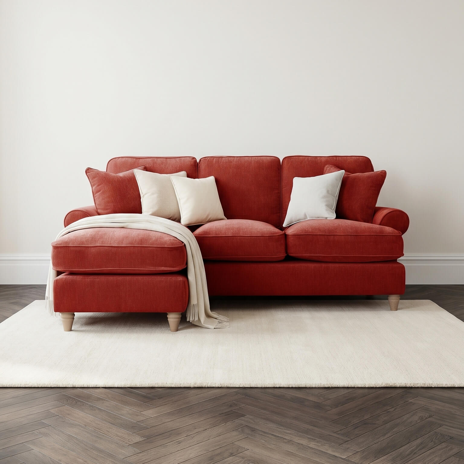 Sharika Red Left Chaise Corner Sofa