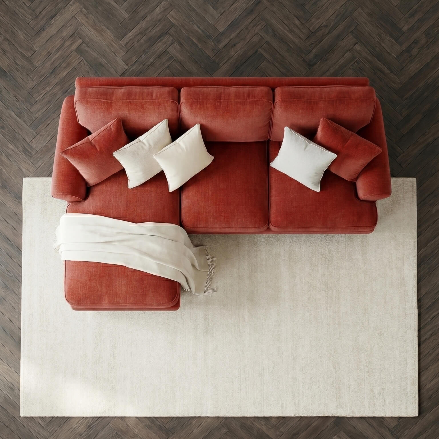 Sharika Red Left Chaise Corner Sofa