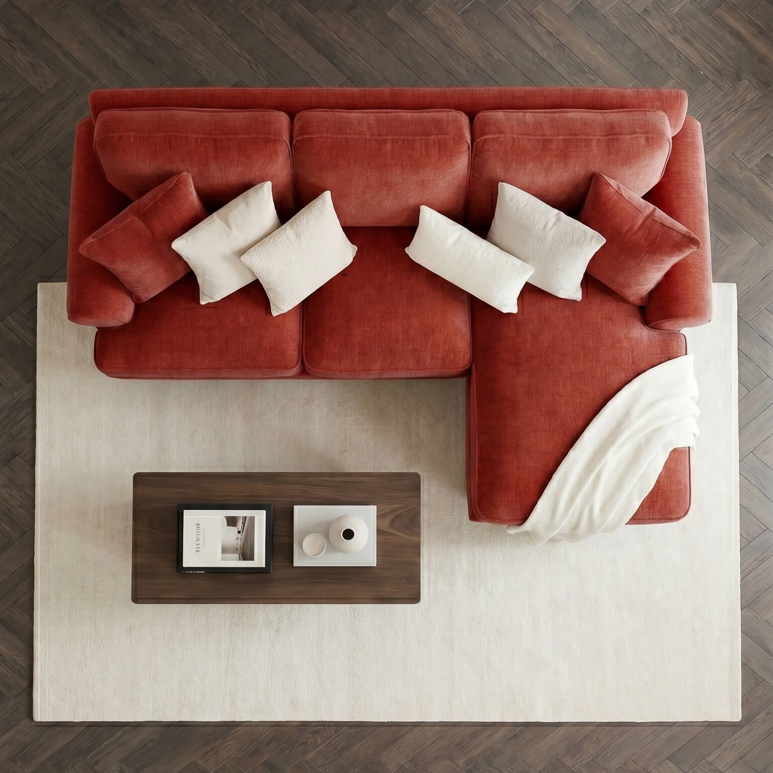 Sharika Red Right Chaise Corner Sofa
