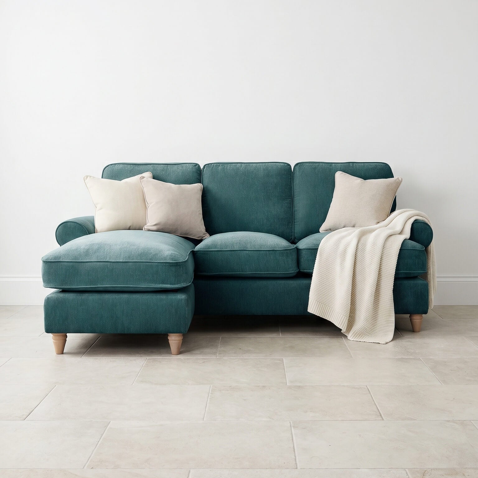 Sharika Teal Left Chaise Corner Sofa