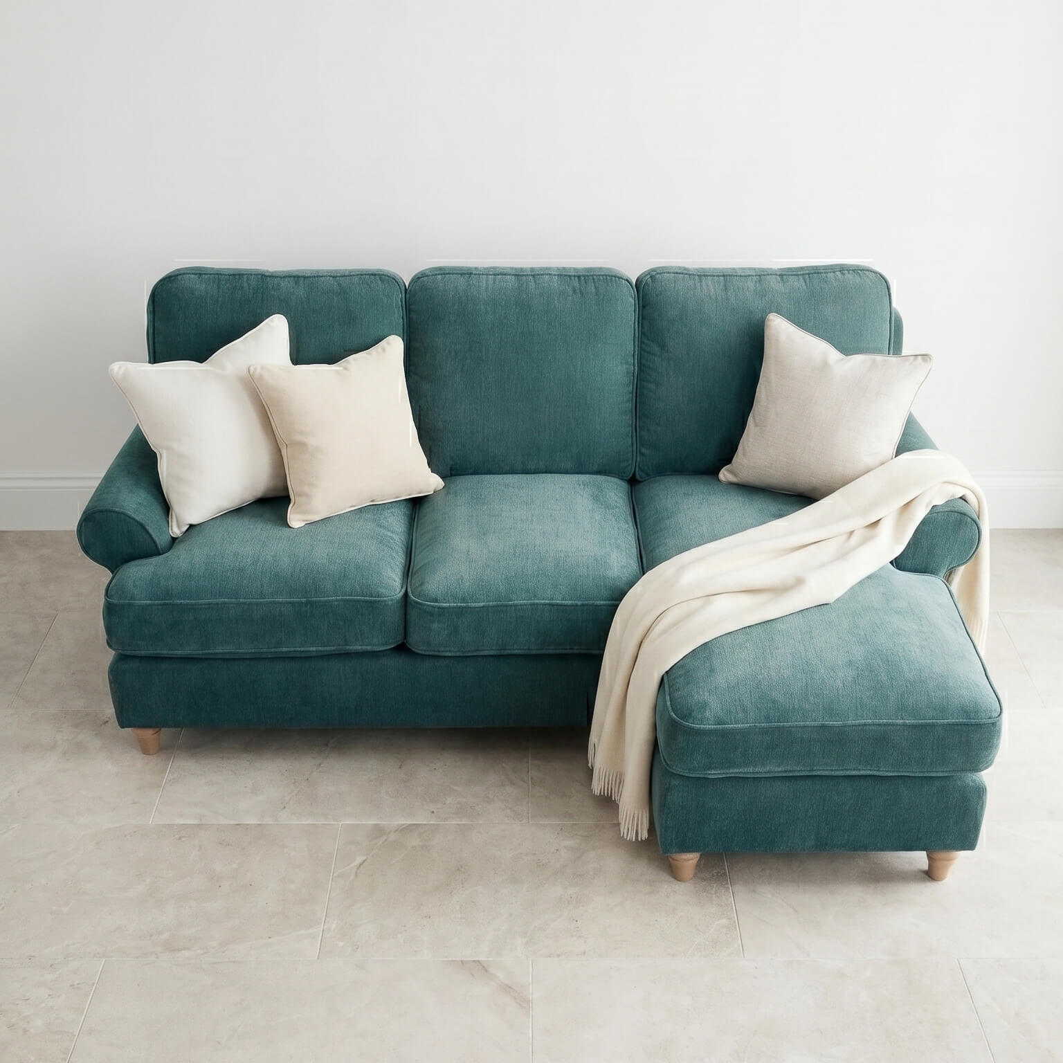 Sharika Teal Right Chaise Corner Sofa