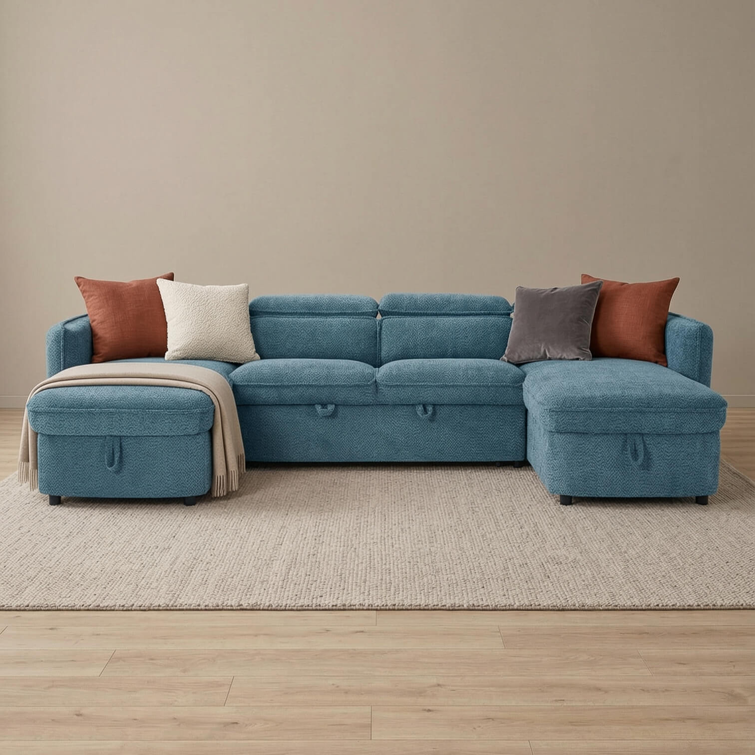 Solara Blue U Shape Corner Sofa